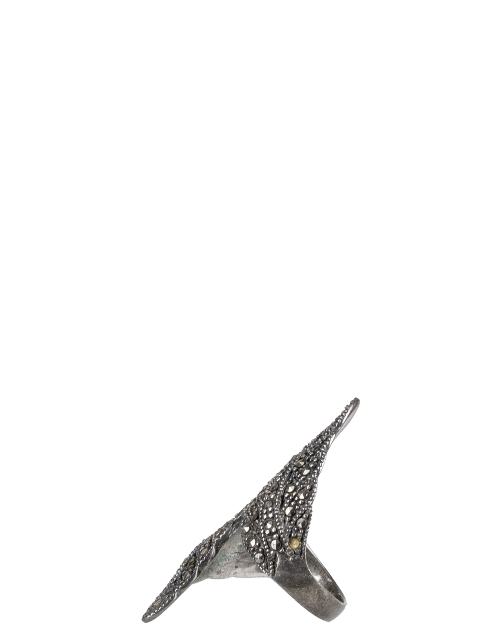 Vintage Sterling Silver Leaves Shaped Marcassites Ring - 2