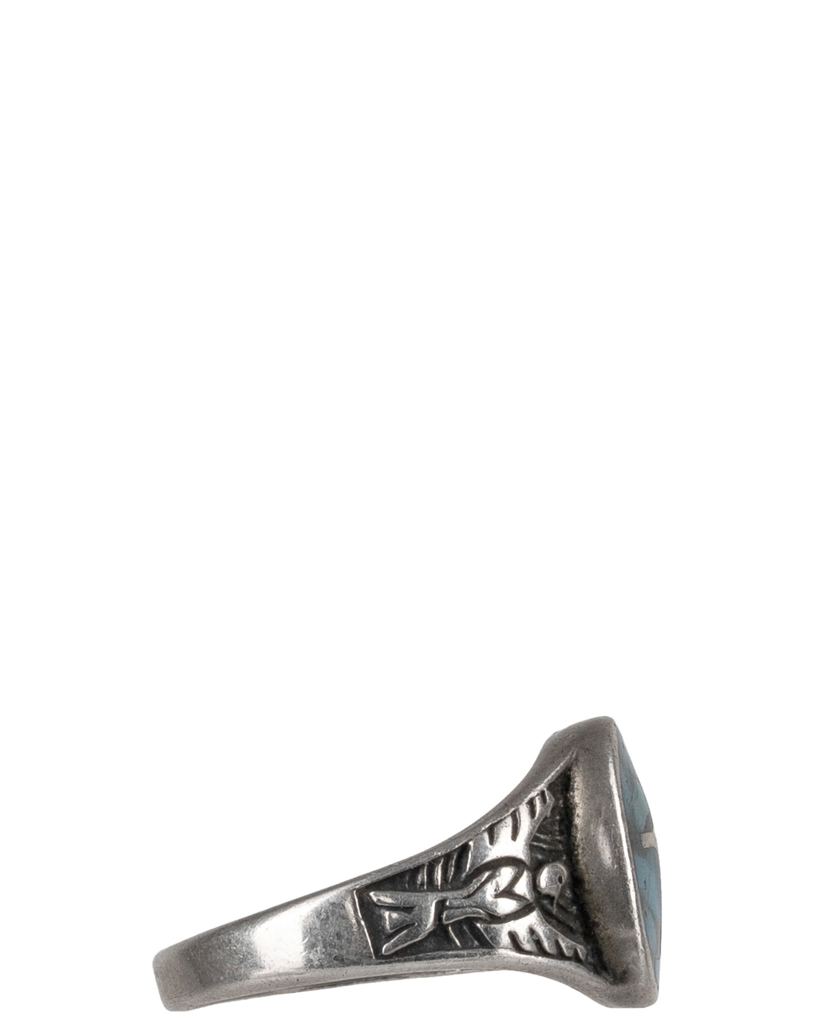 Sterling Silver Cross Ring, inlaid with turquoises - 2