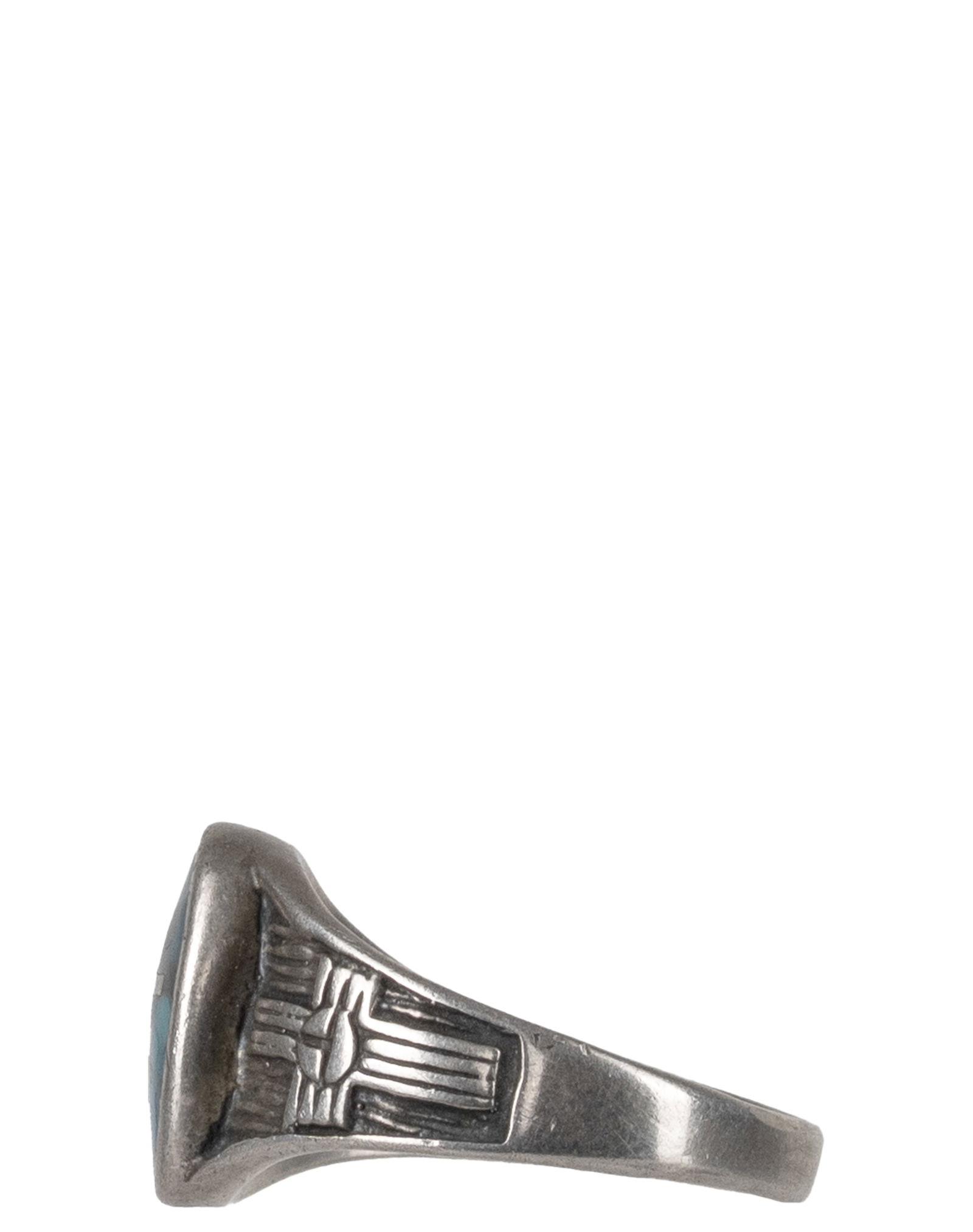 Sterling Silver Cross Ring, inlaid with turquoises - 4