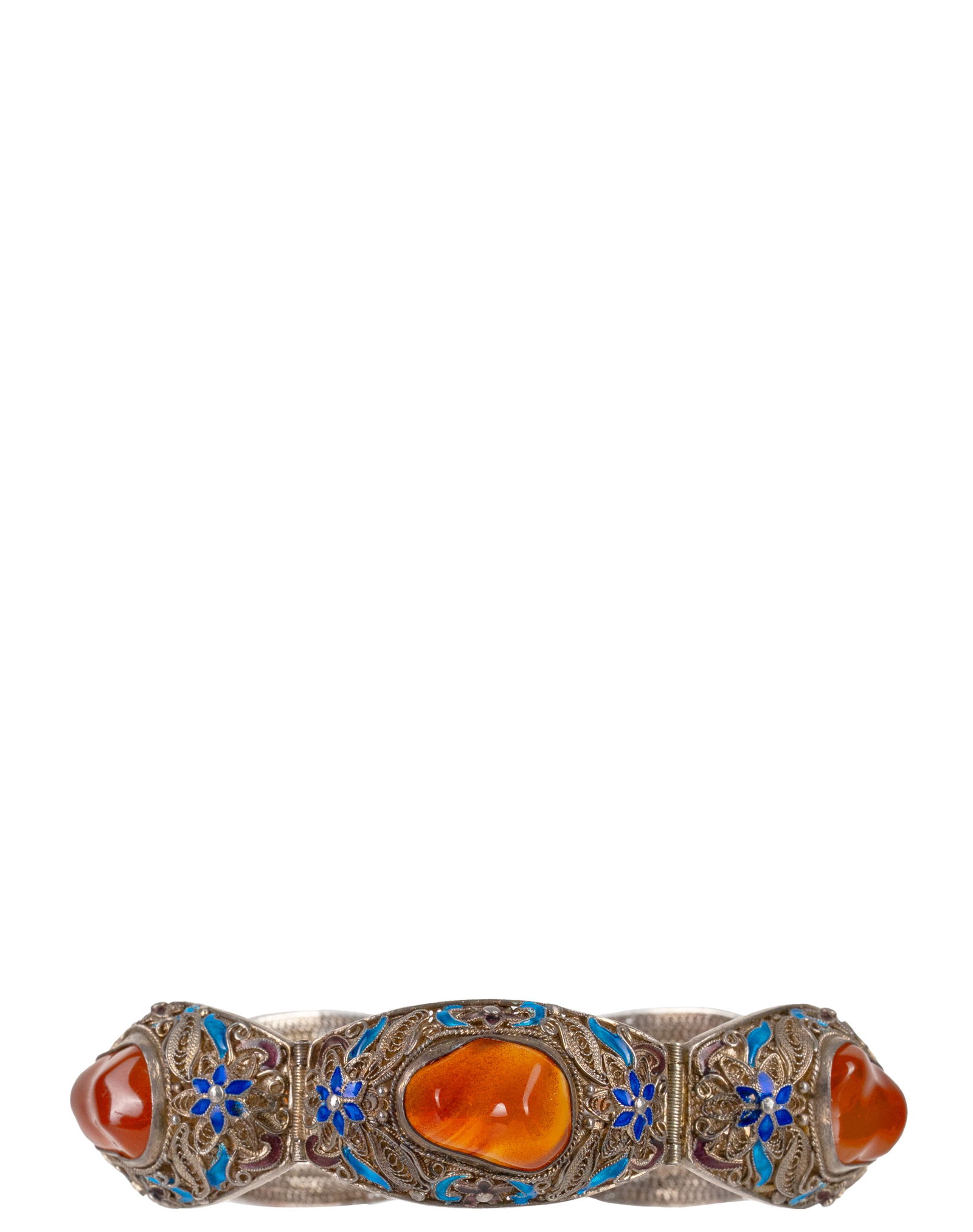 Silver bracelet with amber: Bracelet en argent avec Ambre Bracelet en argent sterling sertie d'ambre filigramme et émailles. Poids:51.46gr Dimension: diametre interieur 7" interior diameter 17.8cm ------------- 