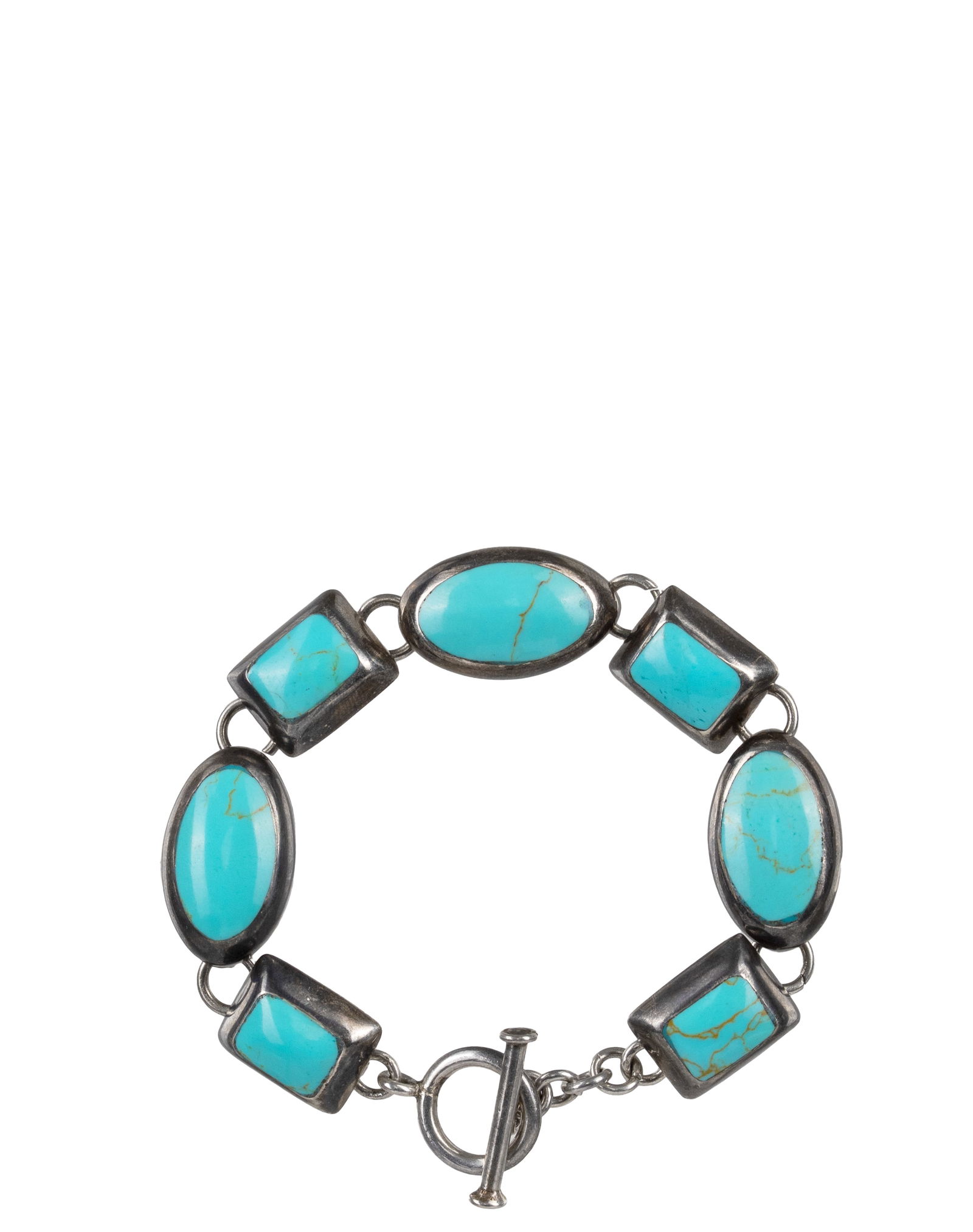 Sterling Silver Turquoises Bracelet: Sterling Silver Turquoises Bracelet Bracelet en argent sterling sertie de turquoises Poids : 41 g Dimension: 8" x 3/4" - ------------- Sterling Silver Turquoises Bracelet Sterling