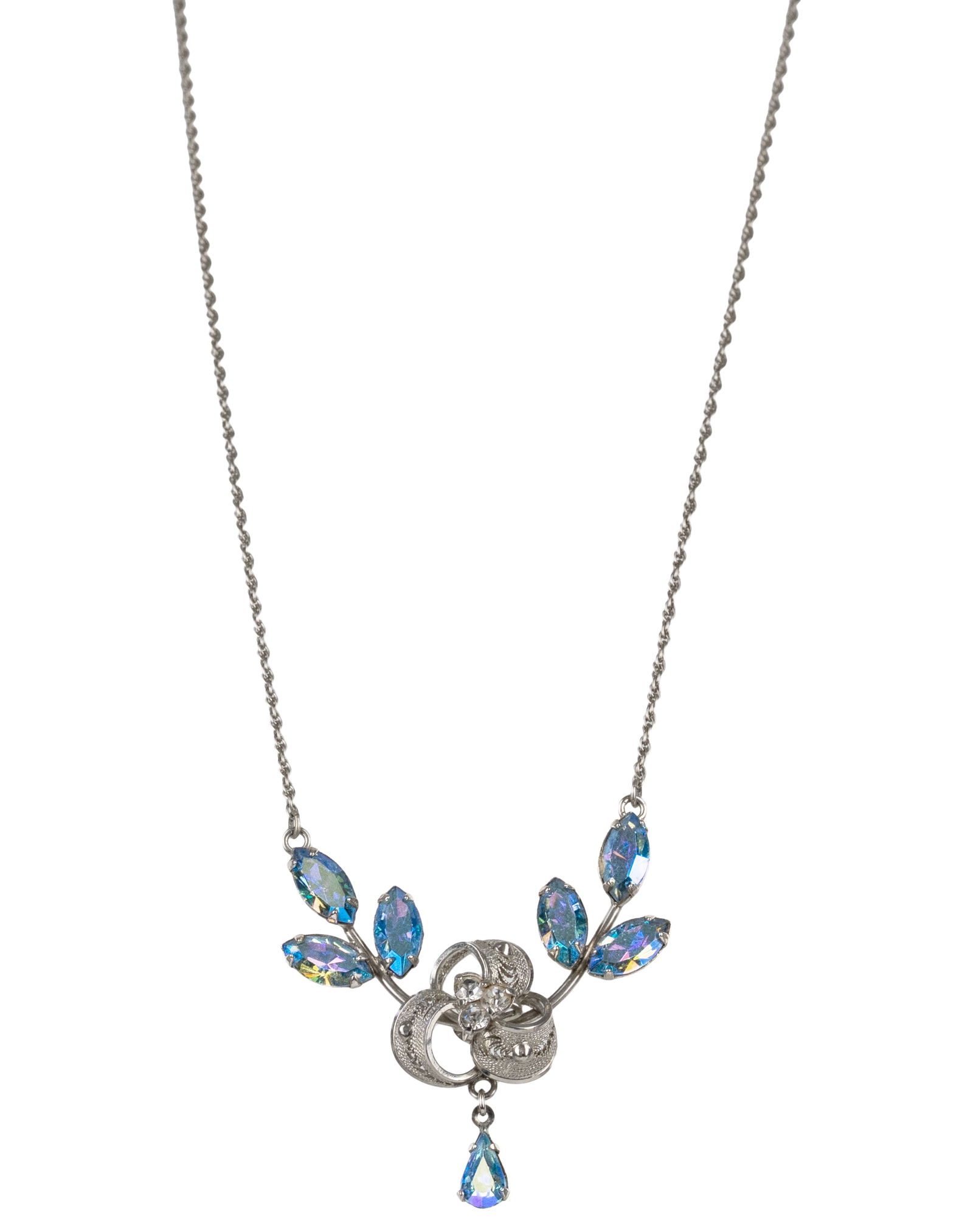 Am Lee - silver Necklace and rhinestones: Am Lee Collier en argent et pierres de crystal Argent sterling .925 avec pierres de crystal pesant 7,3gr Dimension: 16" diametre x 1.5" pendant wide 41cm diameter x 4cm pendant ------------- Am Lee si