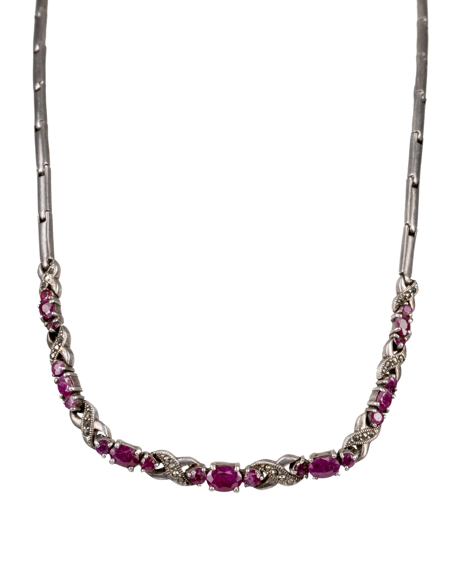 Vintage Sterling Silver Rubie's Necklace