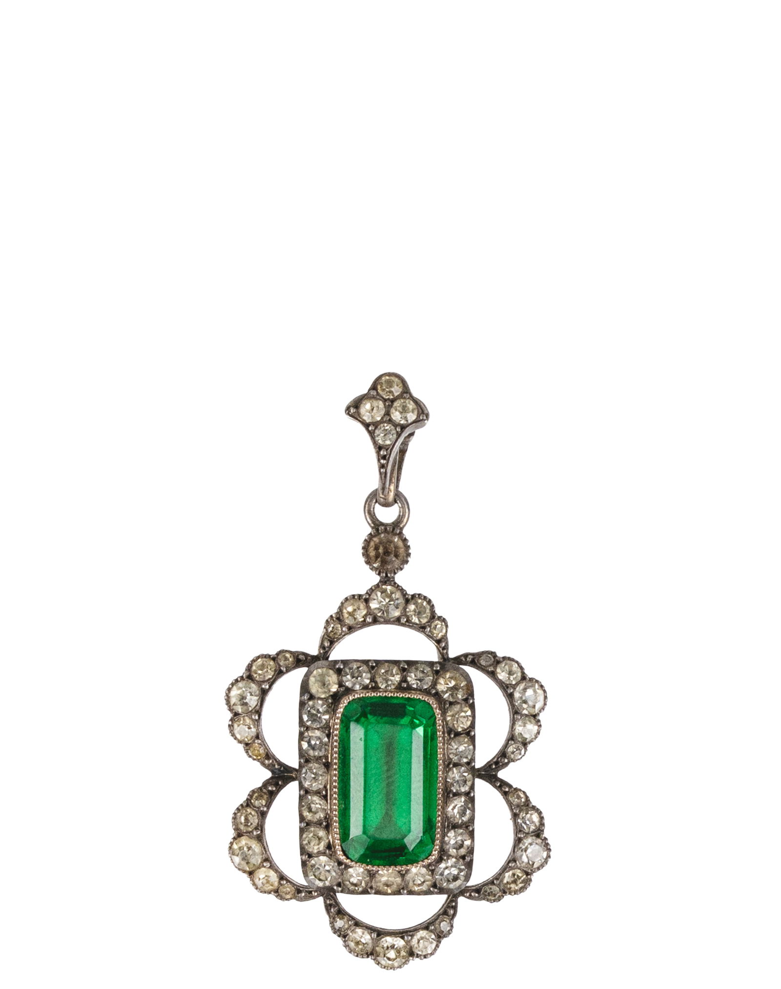 Victorian silver pendant: Pendentif victorien en argent Pendentif victorien en argent .925 serti de pierres en vitre et pesant 3.9gr Dimension: 1.5 pouces avec l'attache 4cm with attach ------------- Victorian silver