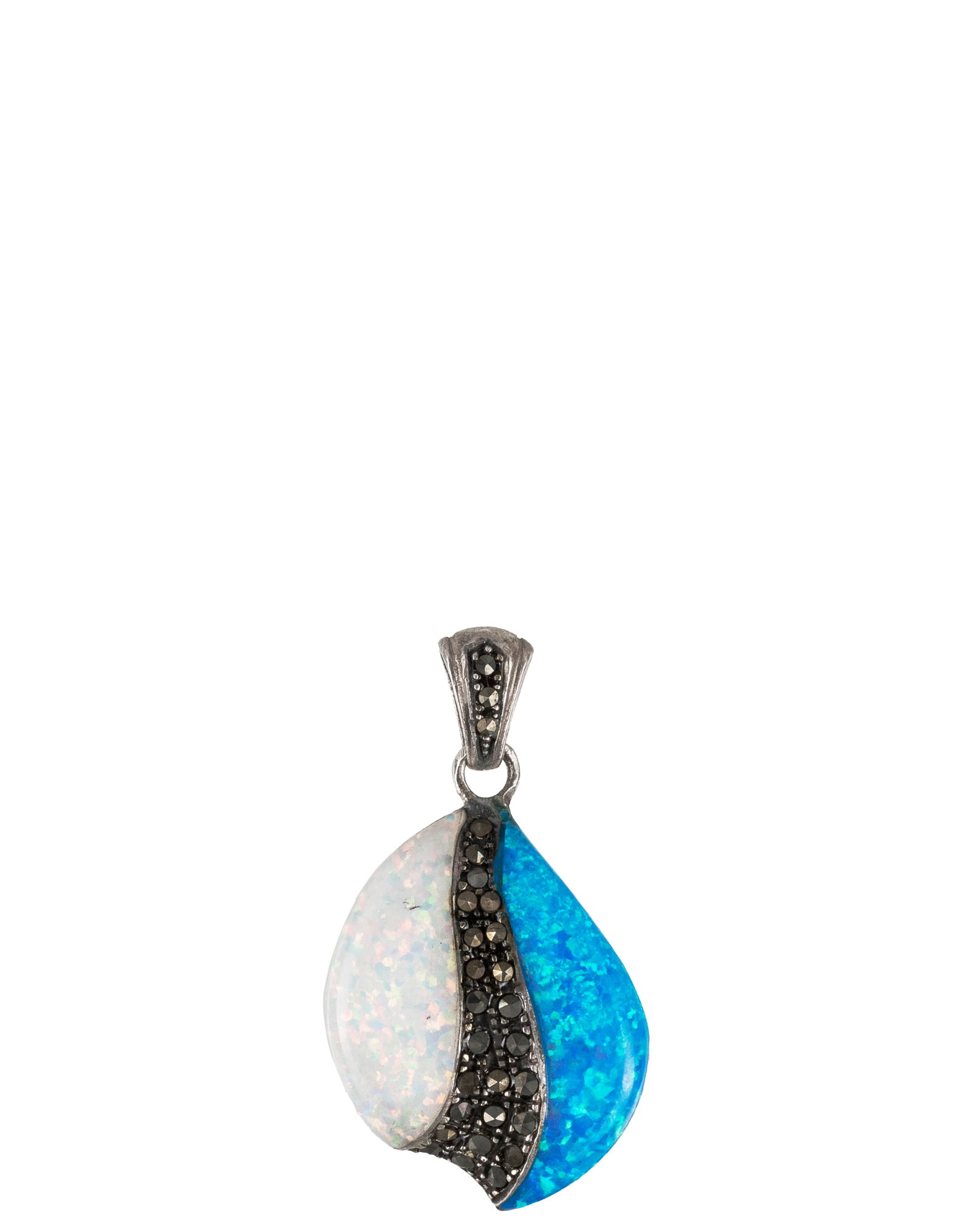 Beautiful Sterling Silver Opal Pendant: Magnifique pendentif en argent sterling et opale Pendentif en argent sterling, sertie d'opales et de marcassites. Poids: 6 g Dimension: 1 3/4" x 1" - ------------- Beautiful Sterling Silver