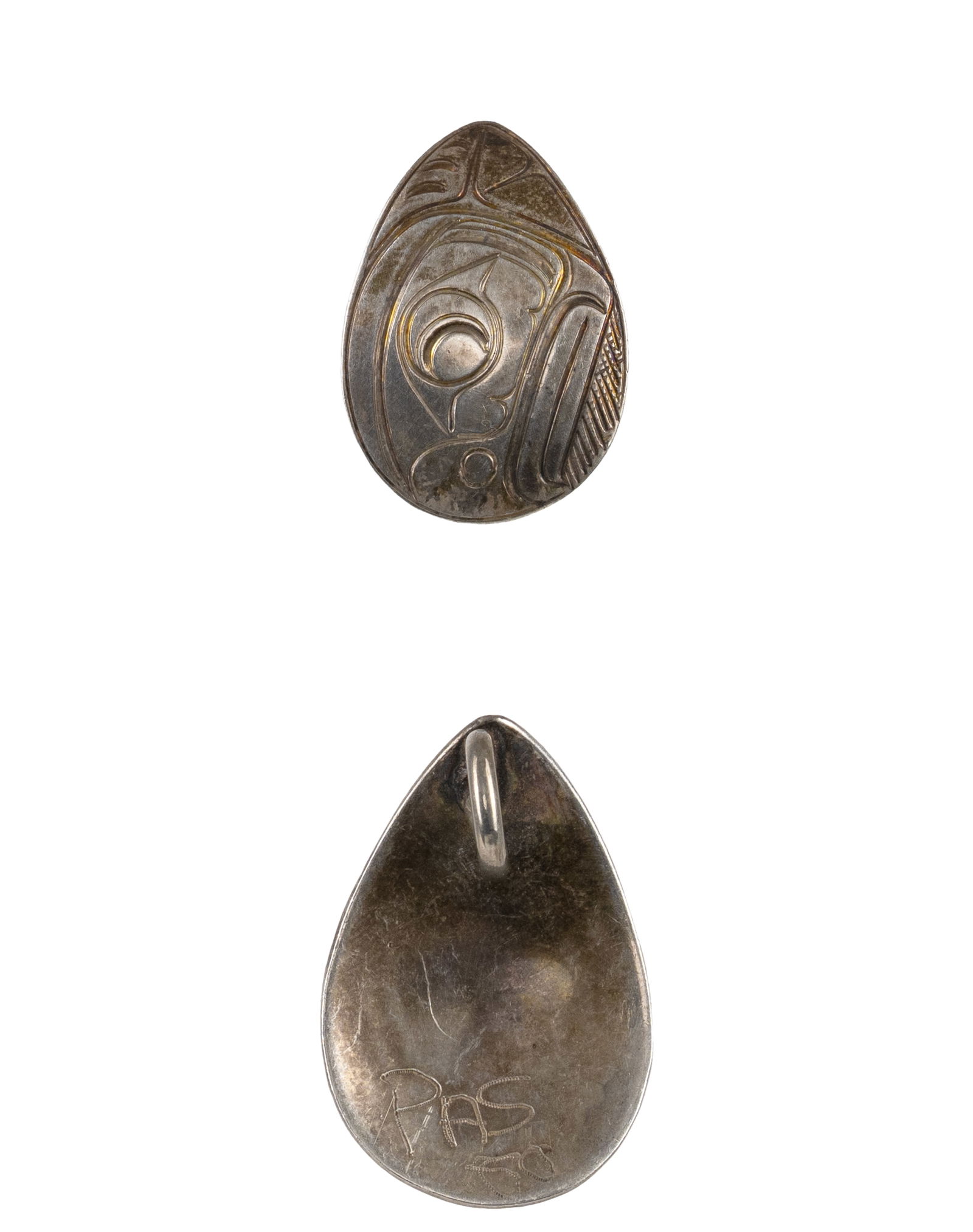 Set of 2 Haida North West Coast Sterling Silver Eagle Pendant - 2