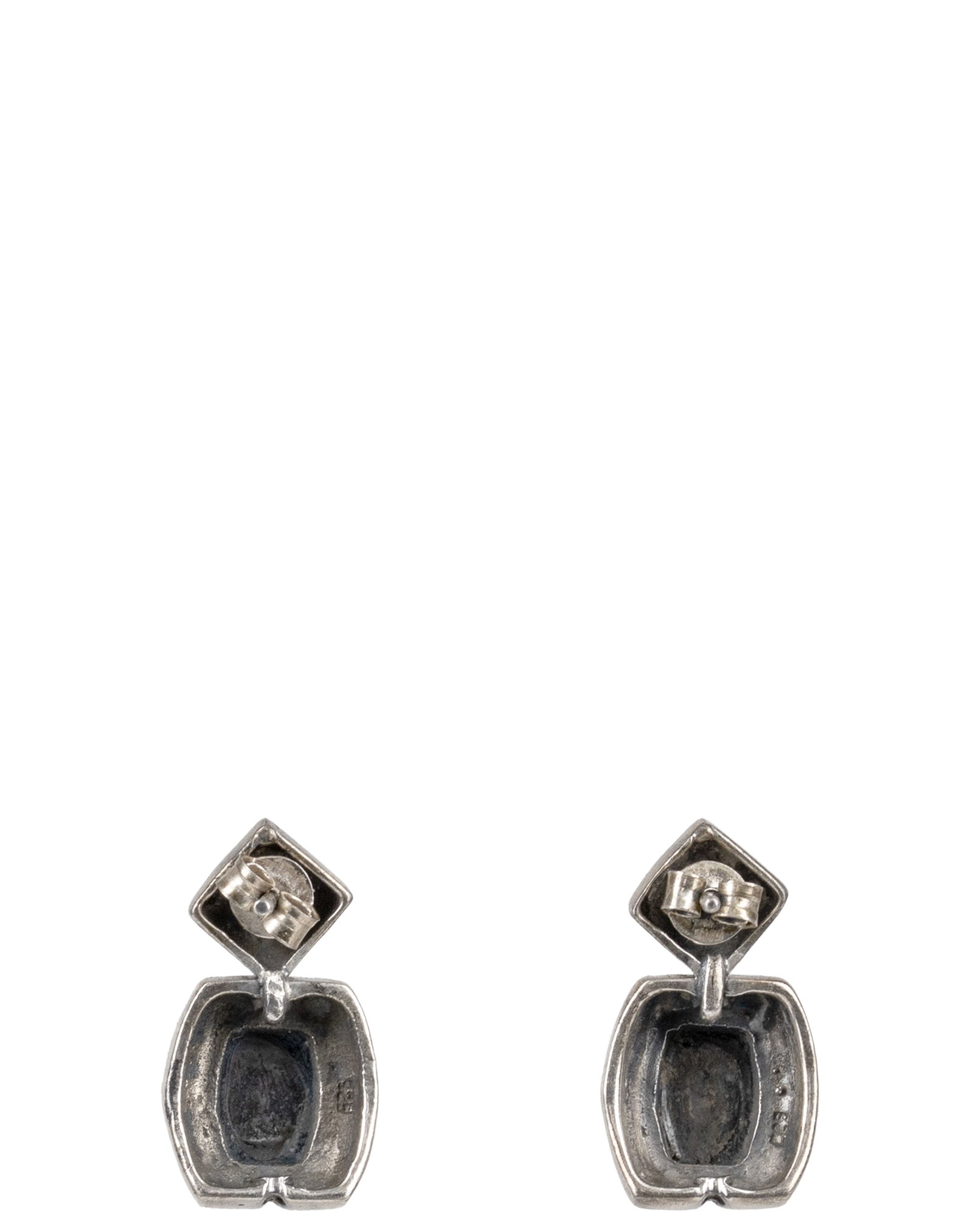 Vintage Sterling Silver Onyx and Marcassites Earrings - 2