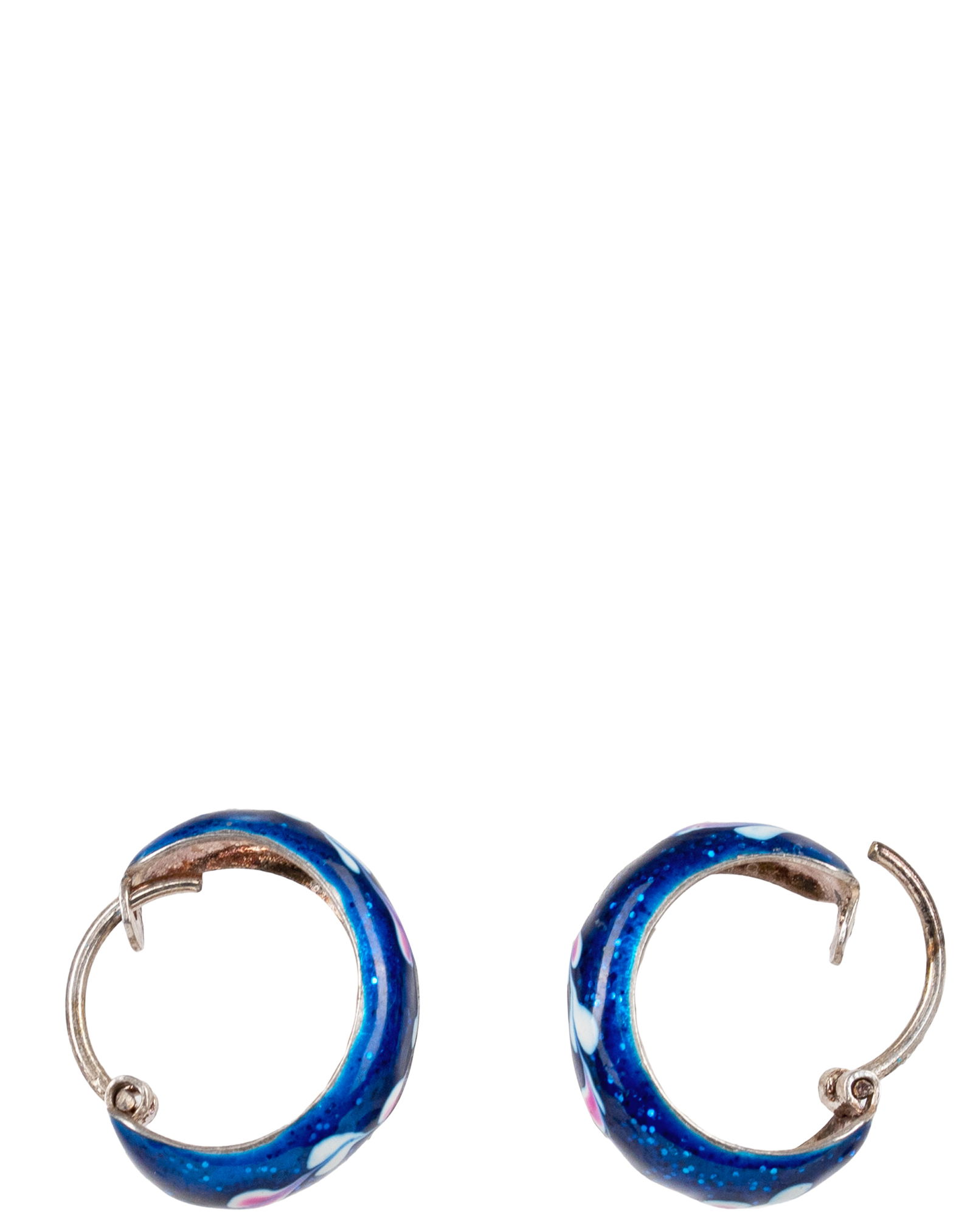 Vintage Sterling Silver Blue Enamel Earrings - 3