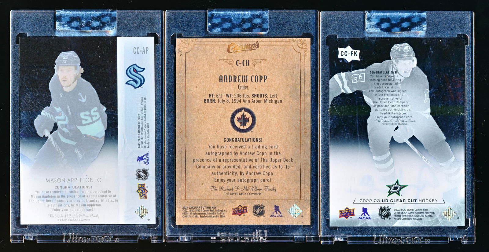 Autographed Clear Cut Hockey cards - 2