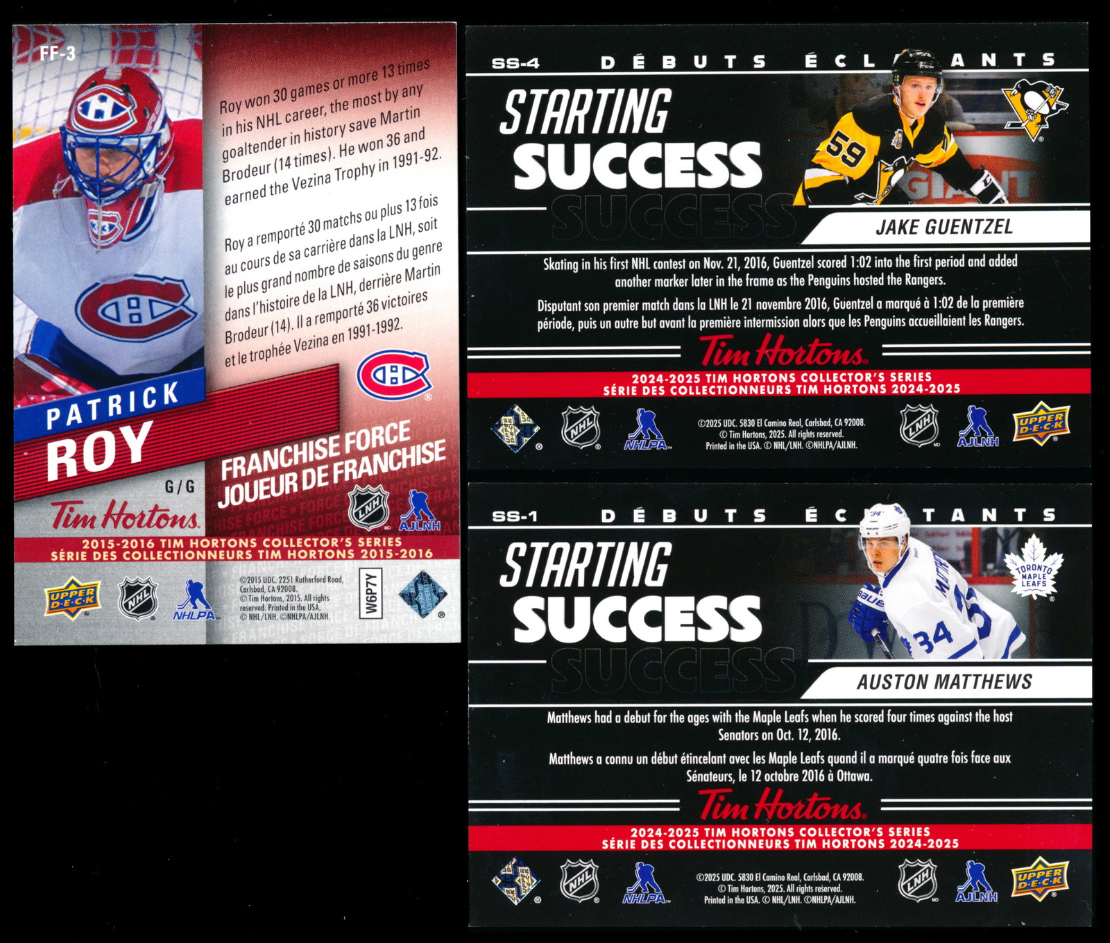 3-D Tim Horton 3 cards lot - 2