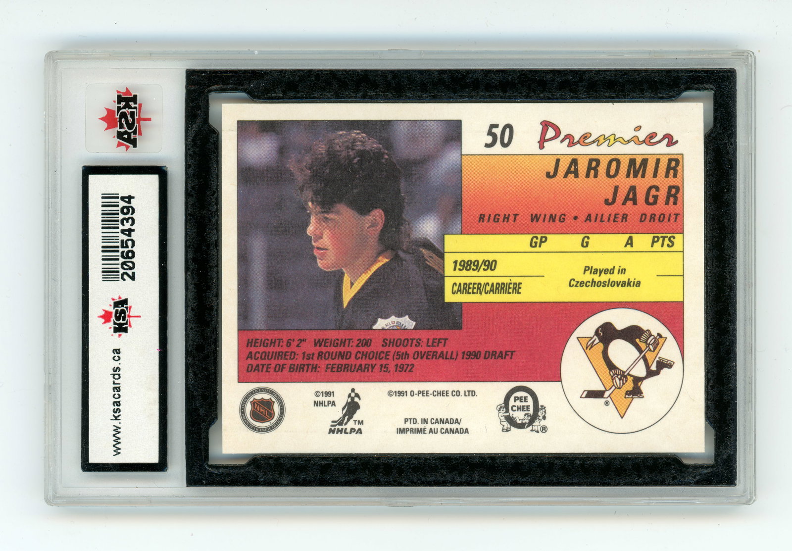 Jaromir Jagr - 1990 O-Pee-Chee rookie card - 2
