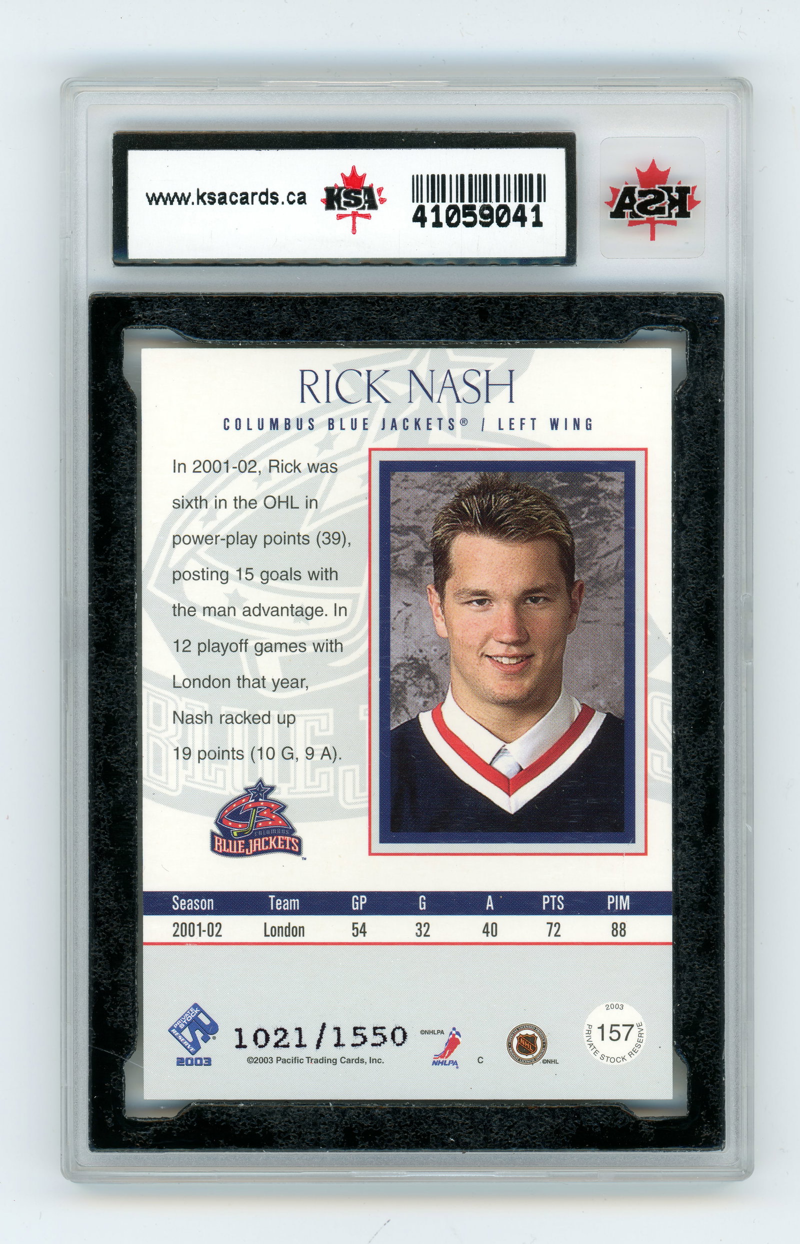 Rick Nash - 2002-03 Private stock Rookie card - 2
