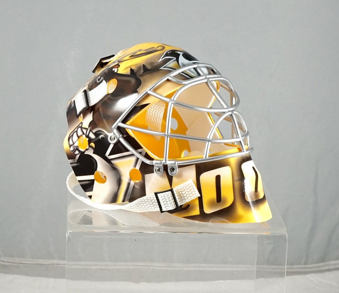 Hockey - 2001-02 UD mask collection: Hockey 2001/02 UD collection de Masques Collection de mini-masques Johan Hedberg 2001-2002 UD Upper Deck MOOSE Penguins Rapport de condition: bonne condition ------------- Hockey 2001-02 UD