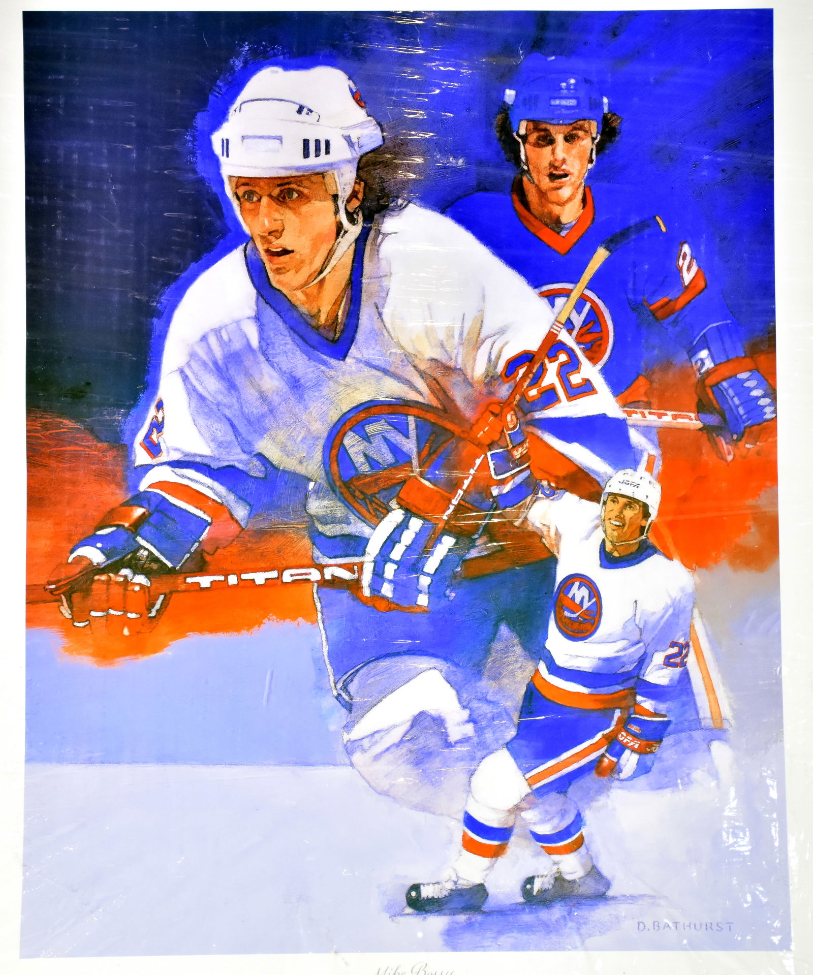 Mike Bossy - Poster: Mike Bossy Affiche Affiche au profit de l'hopital pour enfants Rapport de condition: Bonne condition ------------- Mike Bossy Poster Poster for the children hospital funds raising Conditi