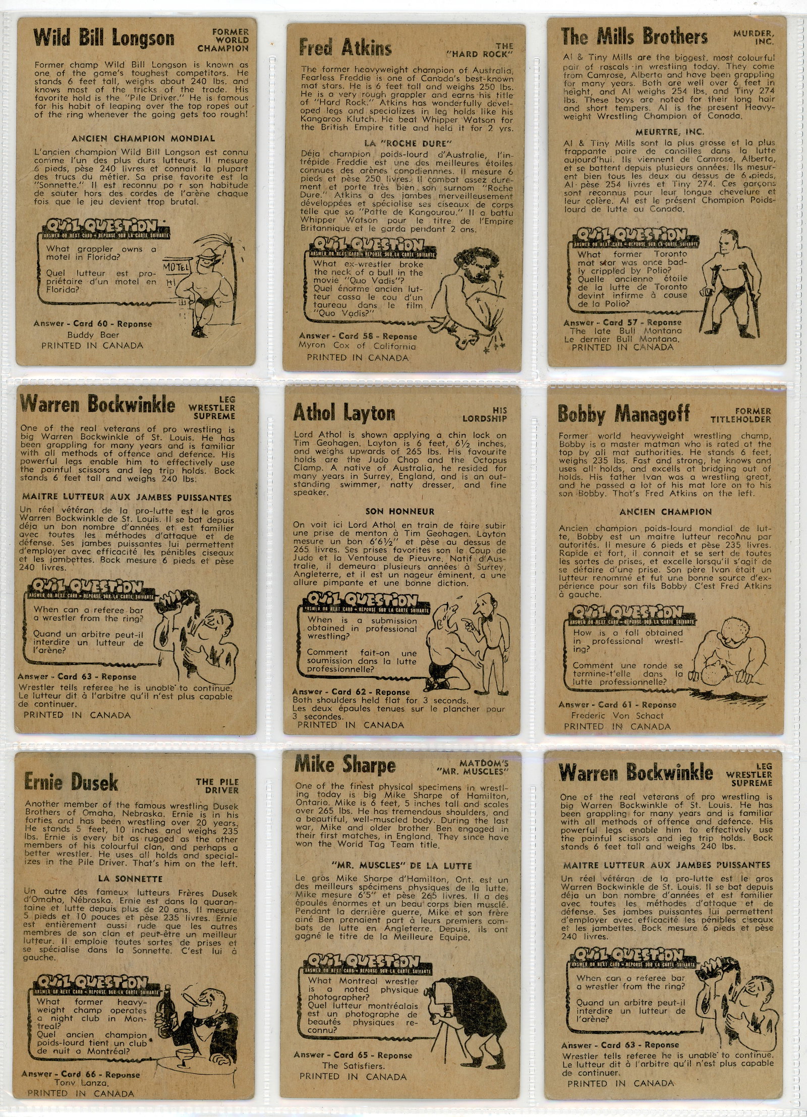 Lutte - 1954 Parkhurst Wrestler cards - 3