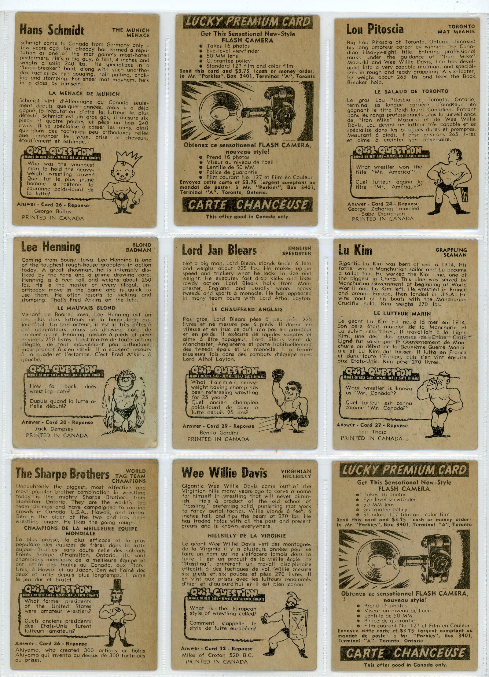 Lutte - 1954 Parkhurst Wrestler cards - 7