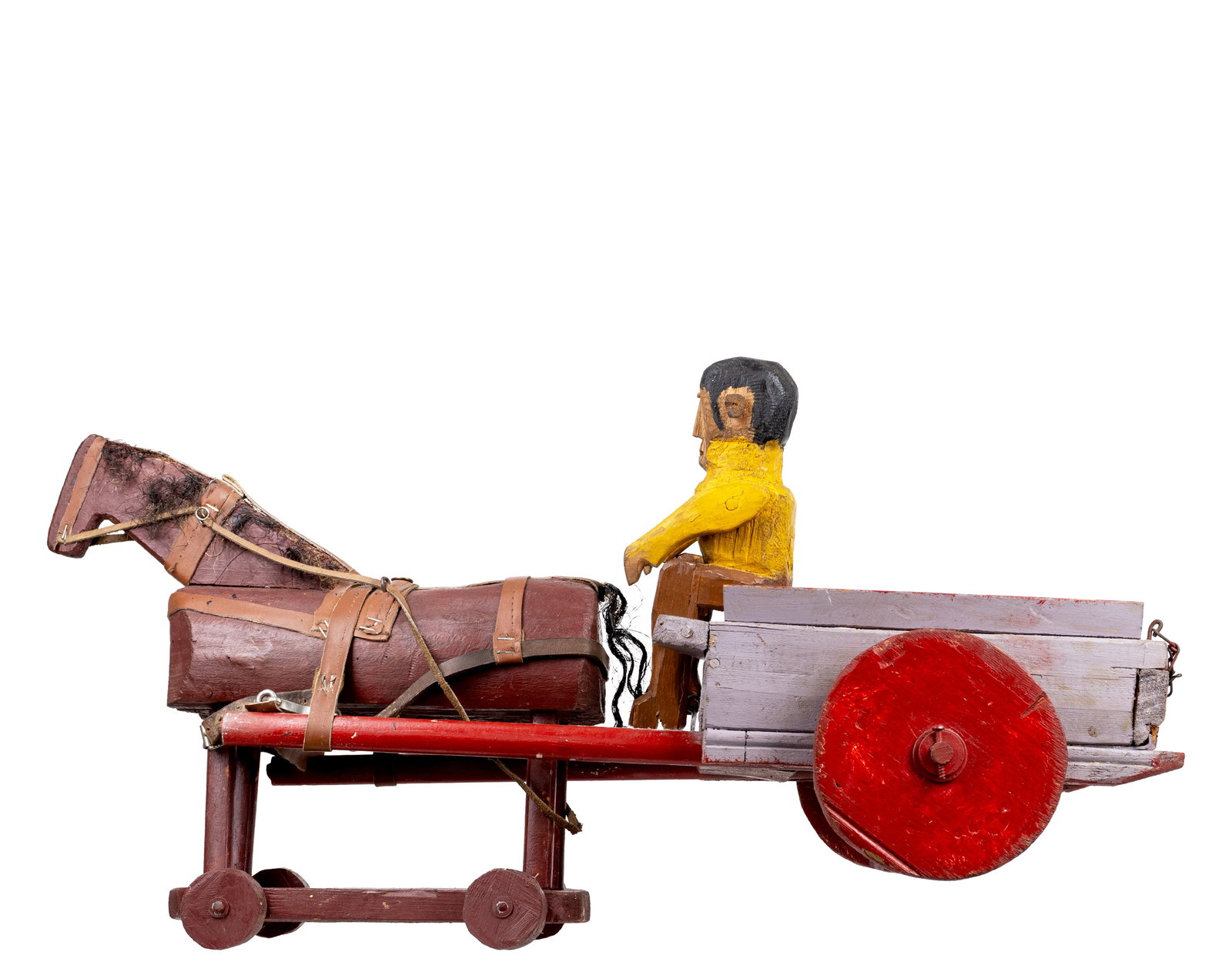 Folk art horse-drawn wagon toy - Mi XXe siècle - 2