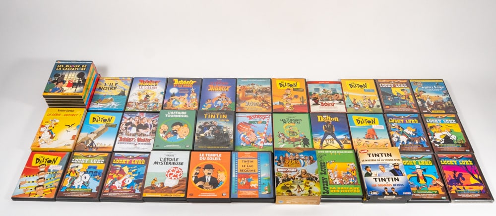 Bundle of films based on comics on DVD: Lot de films tirés de bandes dessinées en DVD Inclut Tintin, Lucky Luke, les Dalton, Astérix ------------- Bundle of films based on comics on DVD Inclut Tintin, Lucky Luke, les