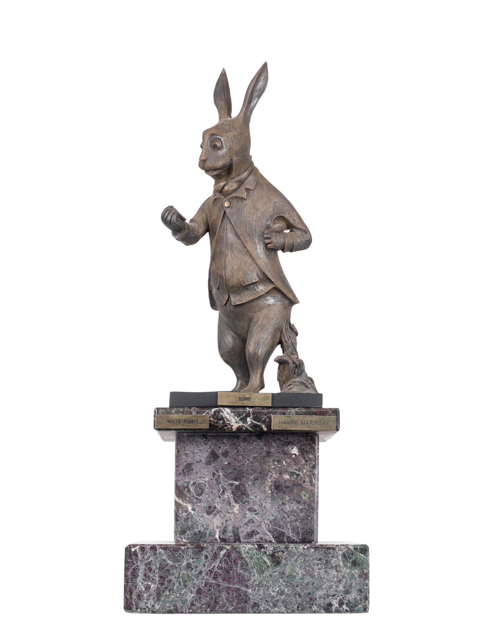 Marinsky, Harry - Rabbit: Marinsky, Harry (1909-2008) Rabbit Description (FR): Sculpture en bronze patine gris, signee et numerotee 1/10 a la base. Repose sur un socle en marbre rouge veine blanc Description (EN): Sculpture in