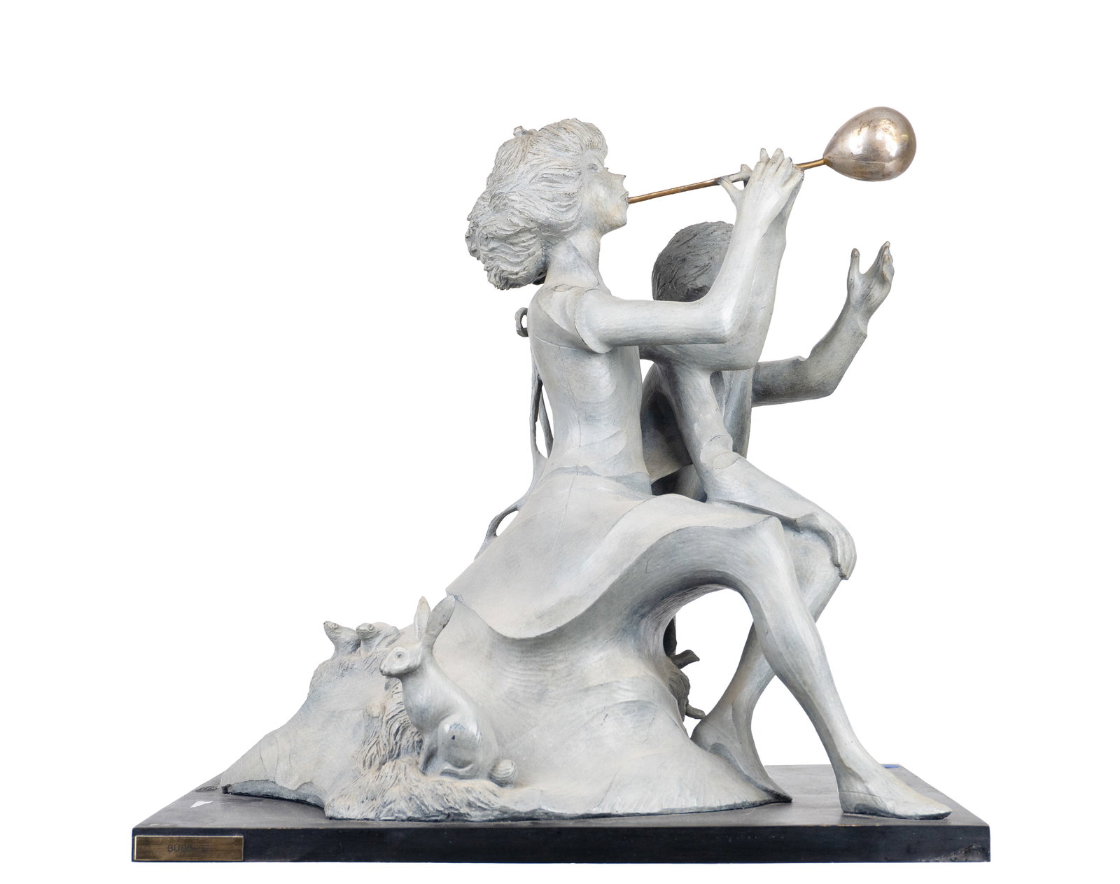 Marinsky, Harry - Two kids playing an instrument - 1974: Marinsky, Harry (1909-2008) Two kids playing an instrument (1974) Description (FR): Sculpture en bronze patine gris / blanc, signee, datee et numerotee a la base Description (EN): Sculpture in gray/wh