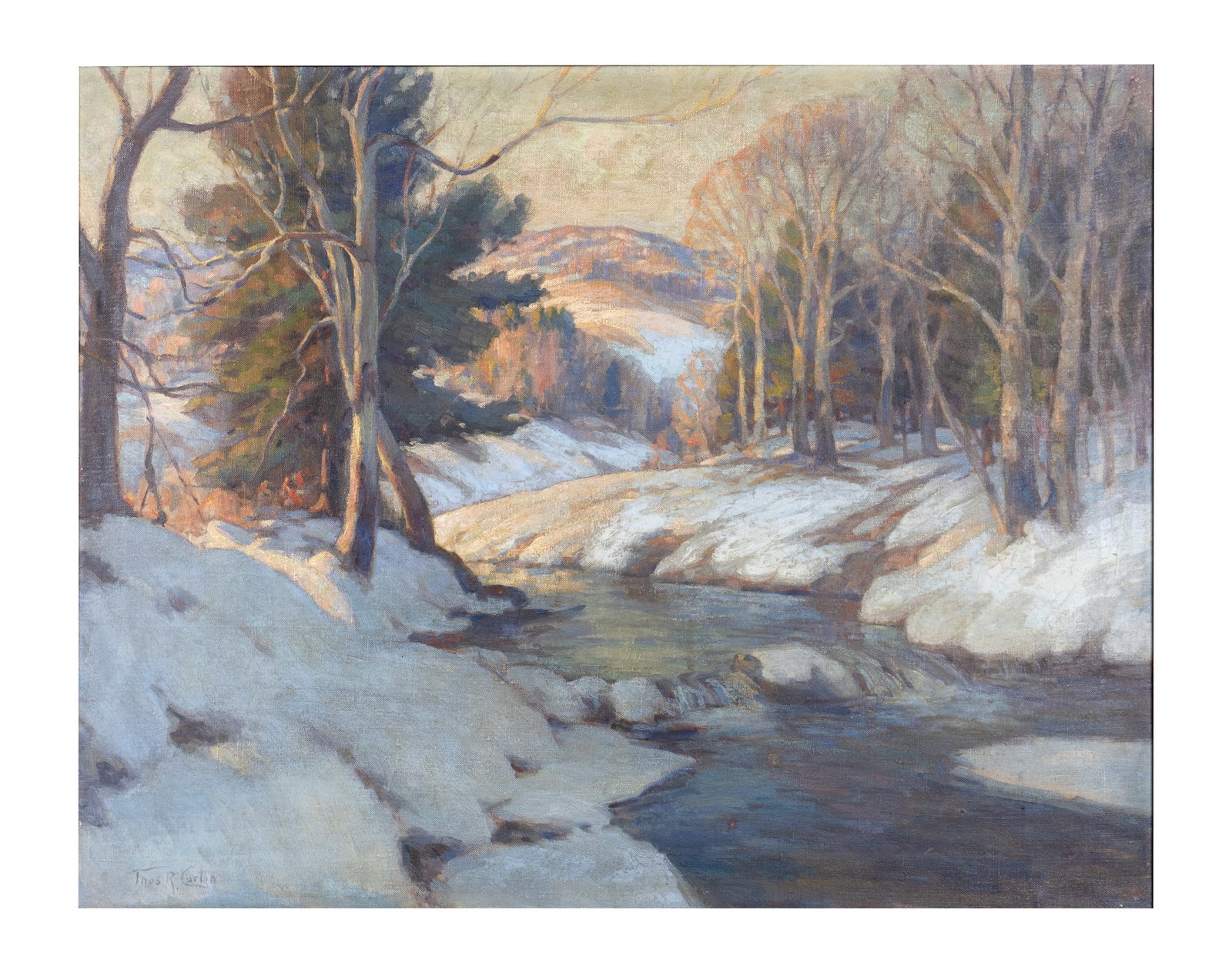 Curtin, Thomas R. - "Late Winter Afternoon": Curtin, Thomas R. (1899-1977) "Late Winter Afternoon" Description (FR): Huile sur toile signee en bas a gauche, titree au dos Description (EN): Oil on canvas signed lower left, titled on the reverse D