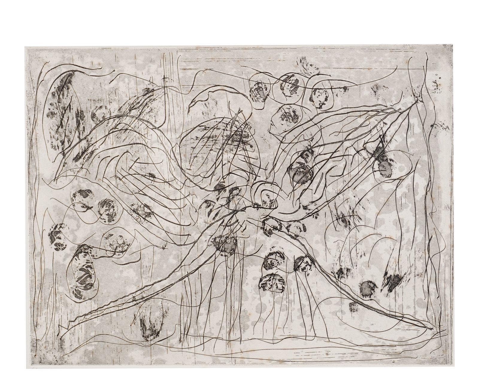 Riopelle, Jean-Paul - Abstraction: Riopelle, Jean-Paul (1923-2002) Abstraction Description (FR): Eau-forte sur papier velin d'Arches, numerotee en bas a gauche , sceau "Riopelle editions Maurice Felt, Dinard" en bas a droite Descriptio