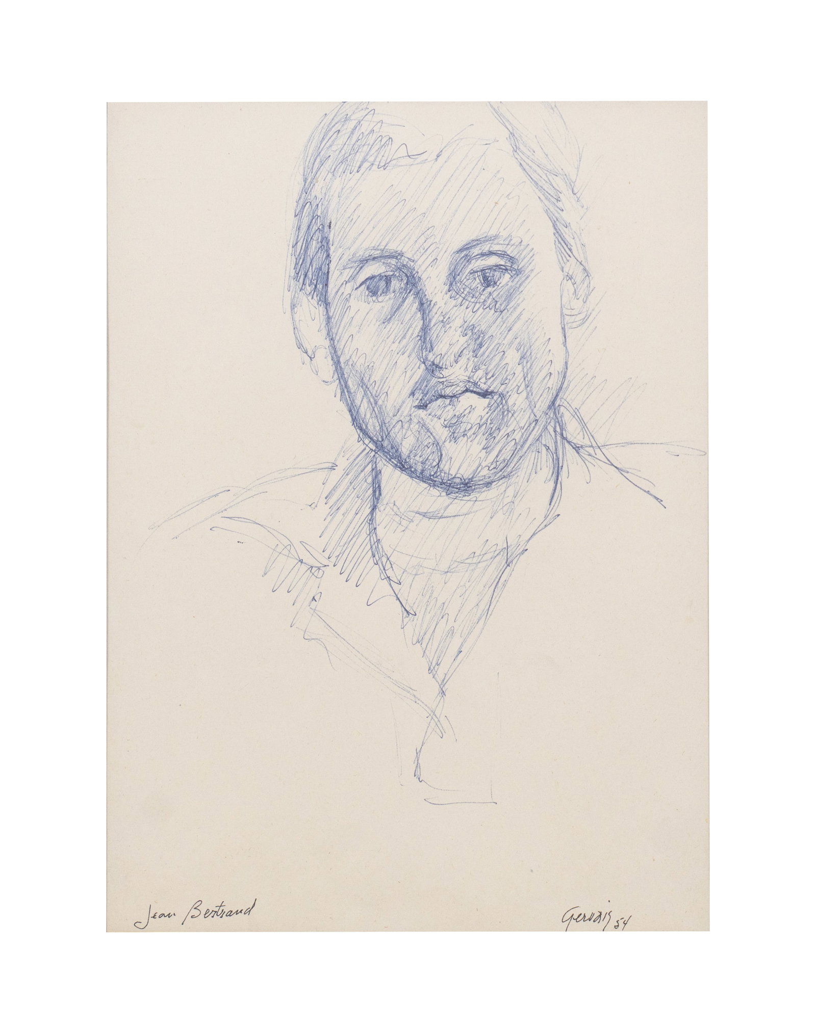 Gervais, Lise - "Jean Bertrand" - 1954: Gervais, Lise (1933-1998) "Jean Bertrand" (1954) Encre sur papier signée et datée en bas à droite Gervais 54, titrée à gauche Dimension: 8" x 10" 25 x 8 cm -------------