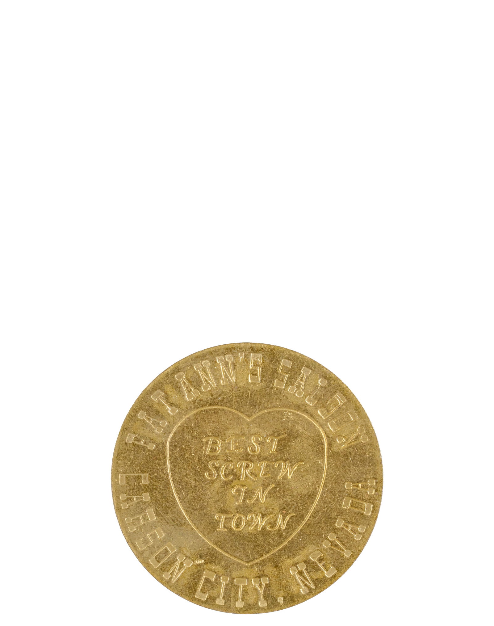Lot of brothel whore token, western US: Lot de jetons de putes de bordel, ouest des États-Unis 8 jetons de laiton récents différentes locations mythiques de l'Ouest américain entre autres Dodge City, Tombstone Arizona, S