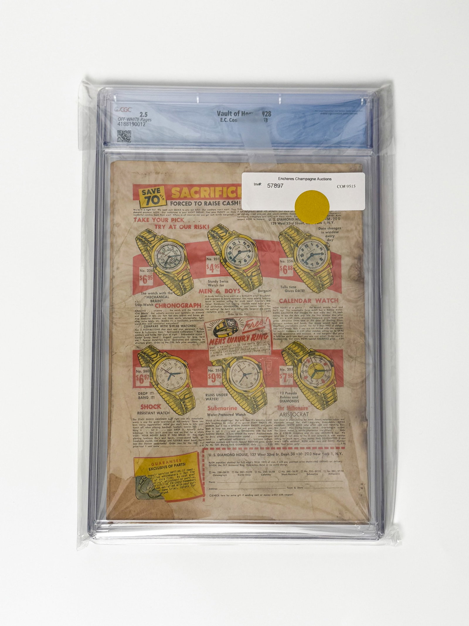 EC comics - The vault of horror #28 CGC 2.5 comics - 12/1952-1/1953 - 2