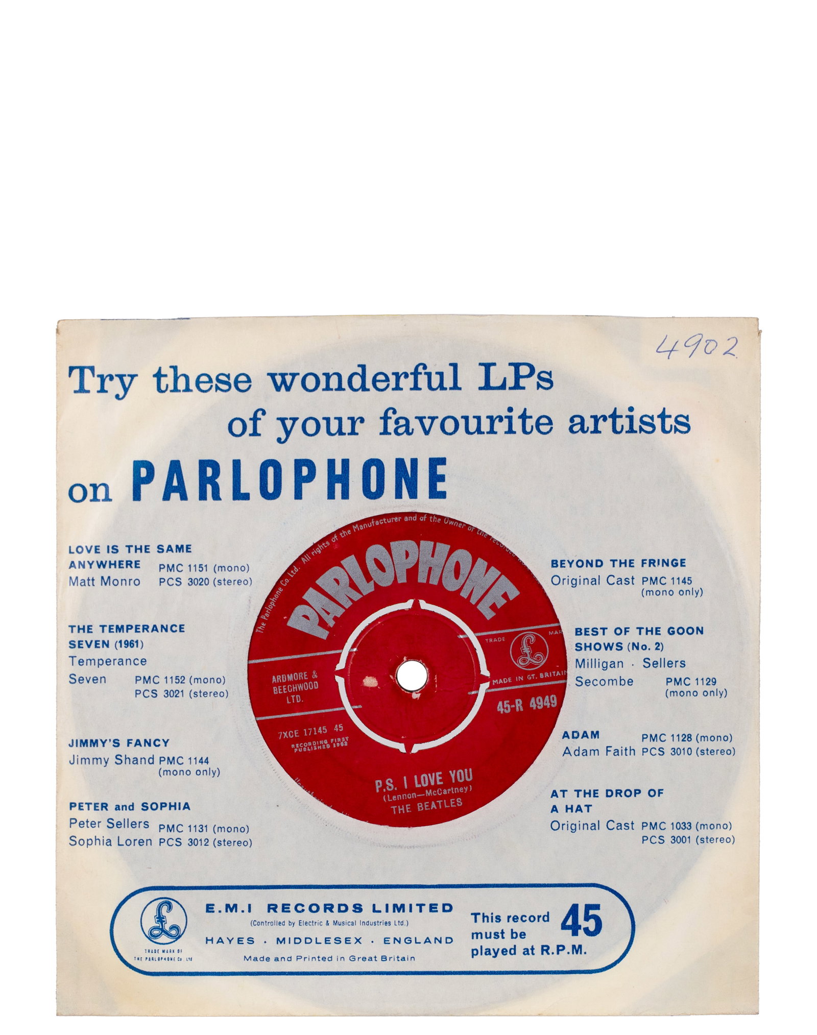 The Beatles - 45 rpm vinyl Love me do, 1st record, 1st printing - 1962 - 2