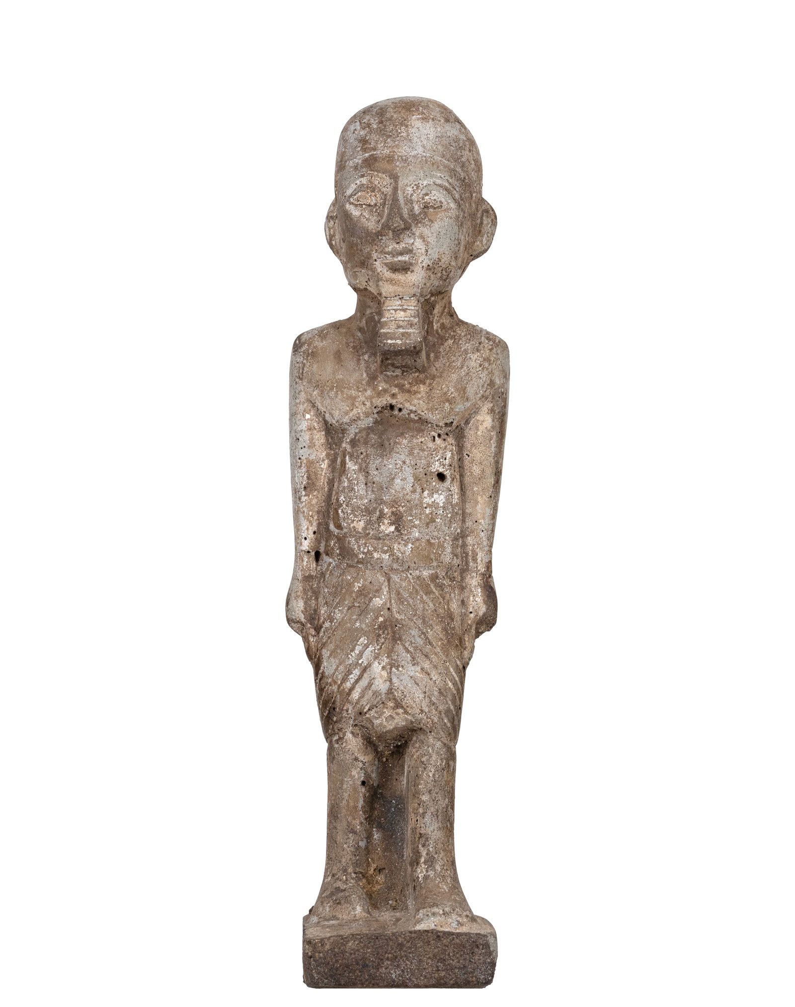 Egyptian statuette: Statuette égyptienne Statuette à l'effigie d'un pharaon possiblement un ouchebti faite de terre cuite Dimension: Hauteur 9" Hauteur 22 cm ------------- Egyptian statuette Statuette with the