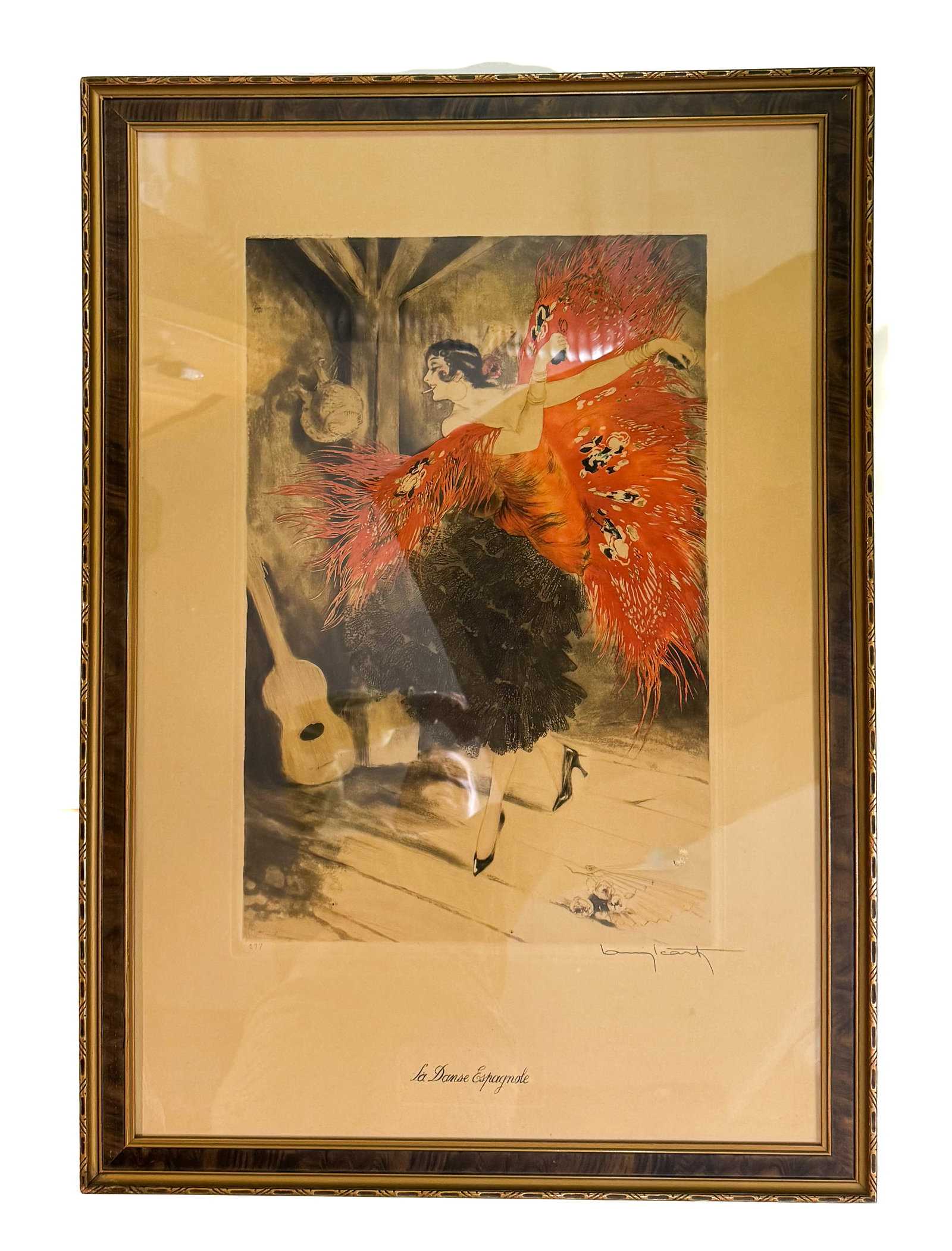 Icart, Louis - "La danse espagnole": Icart, Louis (1888-1950) "La danse espagnole" Gravure et aquatinte signée à la main en bas à droite Louis Icart, numérotée 277 Dimension: 30" x 20" 76 x 50 cm ------------- Ic