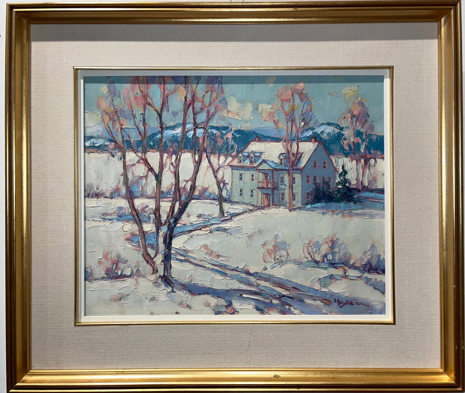 Breton, Yvon - "Manoir enchanté": Breton, Yvon (1942-) "Manoir enchanté" Huile sur toile signée en bas à droite, titrée au dos Dimension: 16" x 20" 40 x 50 cm ------------- Breton, Yvon (1942-) "