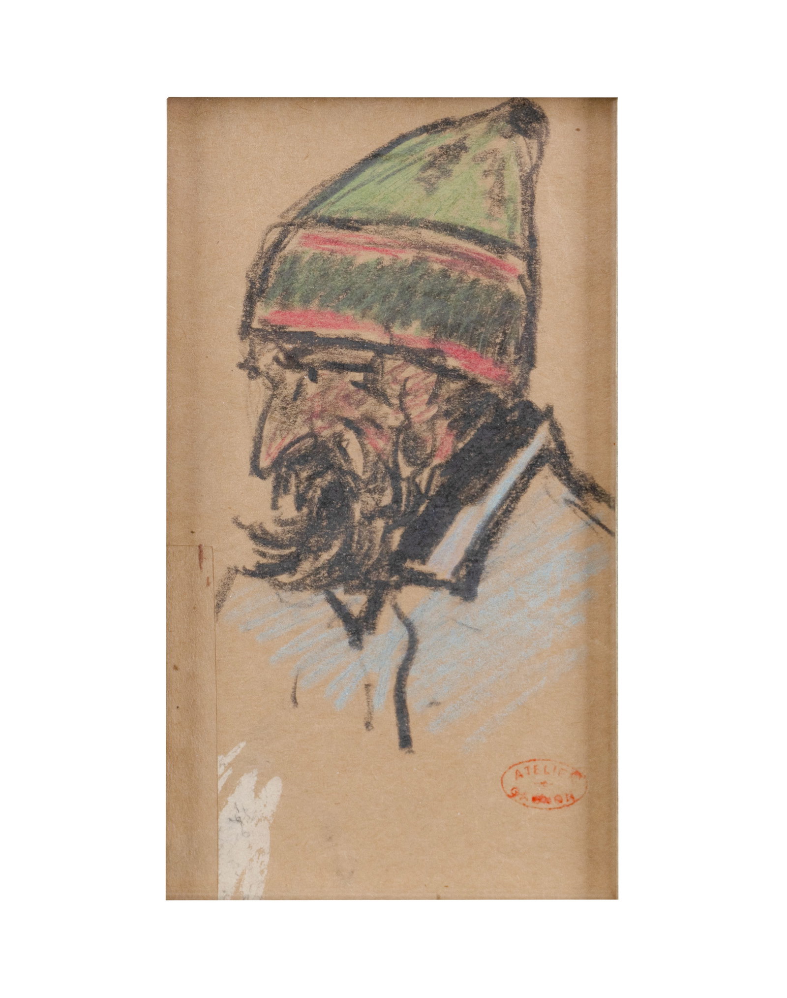Gagnon, Clarence - "Étude de bûcheron": Gagnon, Clarence (1881-1944) "Étude de bûcheron" Pastel sur papier. Cachet du studio en bas à droite et certificat au dos. Dimension: 4.5" x 2.5" 11.5 x 6.5 cm ------------- Gagnon,