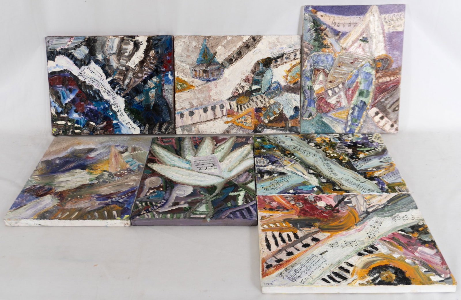 Blais, Andrée - Set of 7 paintings: Blais, Andrée Ensemble de 7 oeuvres Ensemble de 7 huiles sur toile, titrées et datées au dos, signées en bas à gauche S. Berne Dimension: 14" x 11" 35,56 x 27,94 cm