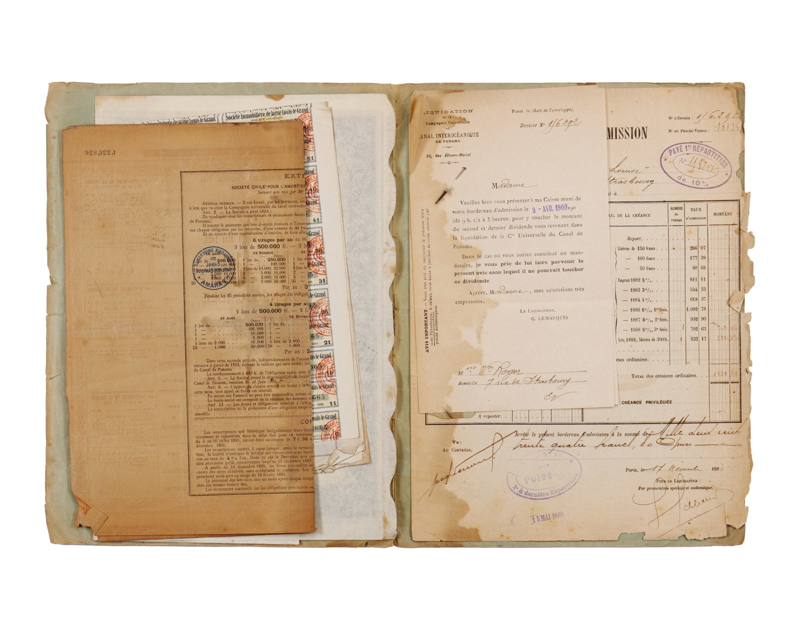 Panama Canal, stock certificates and liquidation - Fin XIXe - 3