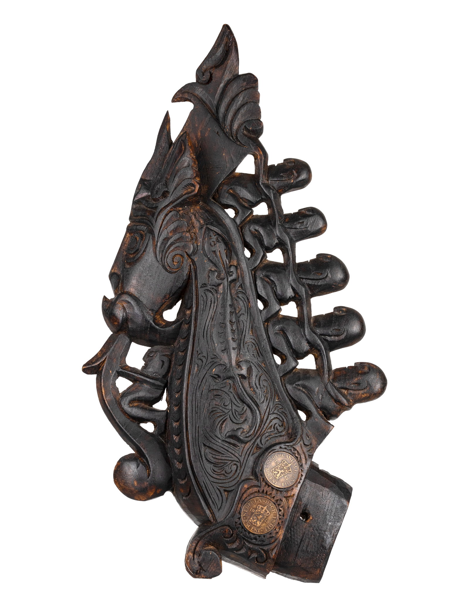 Carved wood horn of medicine batak - 3