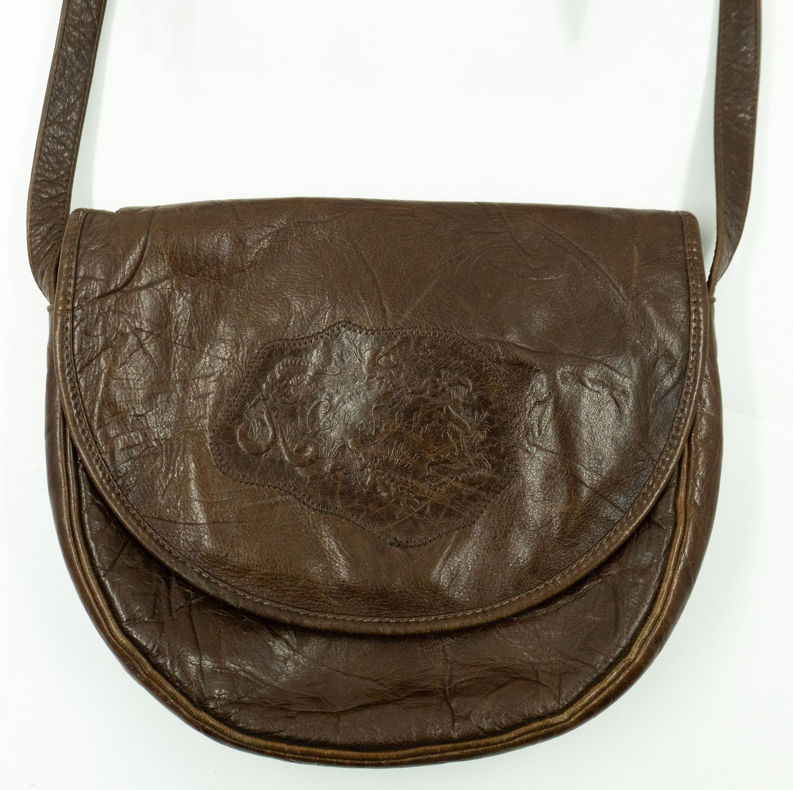 Carlos Falchi - Brown Textured Leather Shoulder Bag - 2