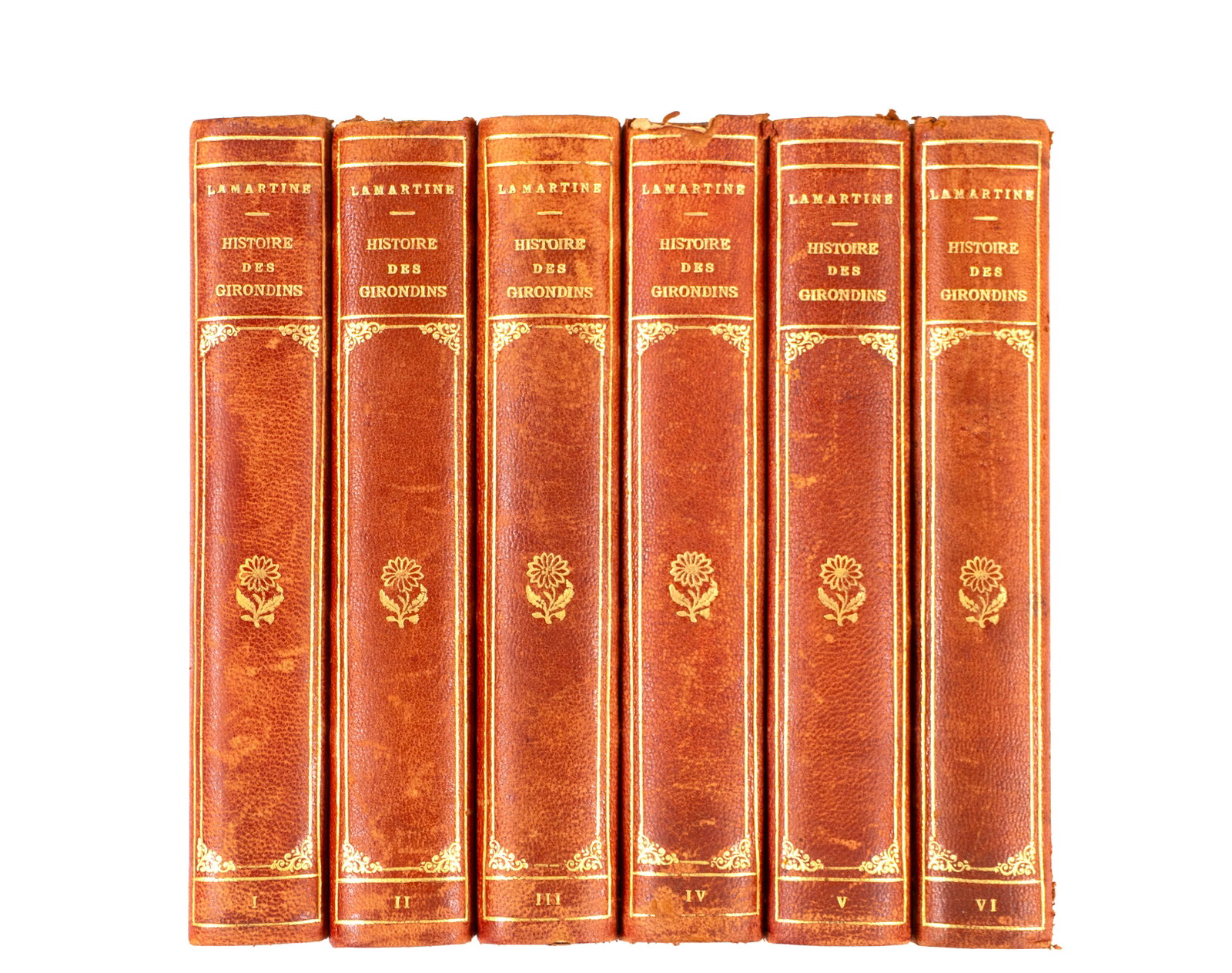 de Lamartine, Alphonse - Histoire des Girondins (6 volumes) - 1913: de Lamartine, Alphonse (1790-1869) France Histoire des Girondins (6 tomes) (1913) de Lamartine, Alphonse, Histoire des Girondins, Librairie Hachette et Cie, Paris, 1913, 6 tomes. Dimension: 7 1/2'' x