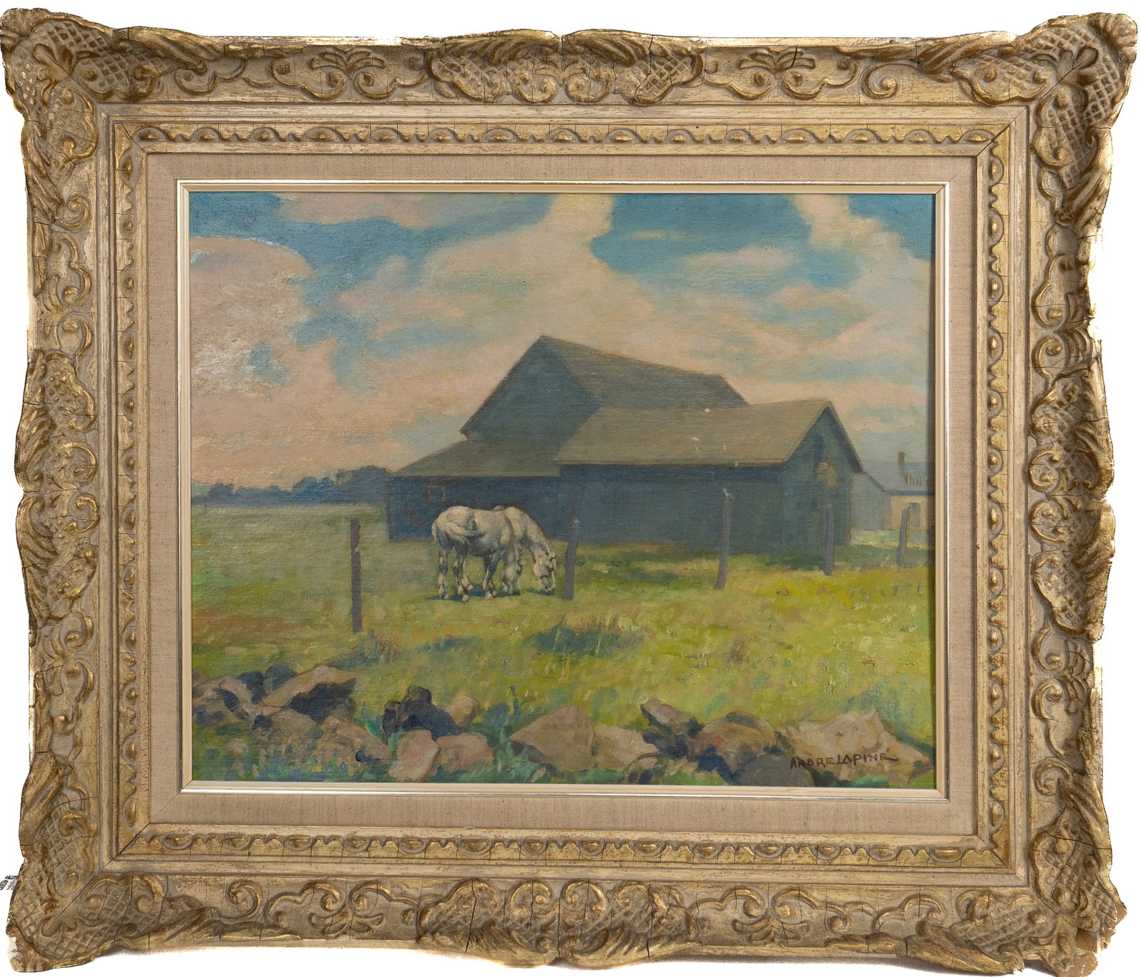 Lapine, André - Horses: Lapine, André (1866-1952) Chevaux Huile sur toile signée André Lapine en bas à droite Dimension: 16'' x 20'' 41 cm x 51 cm ------------- Lapine, André (1866-1952) Horses Oil