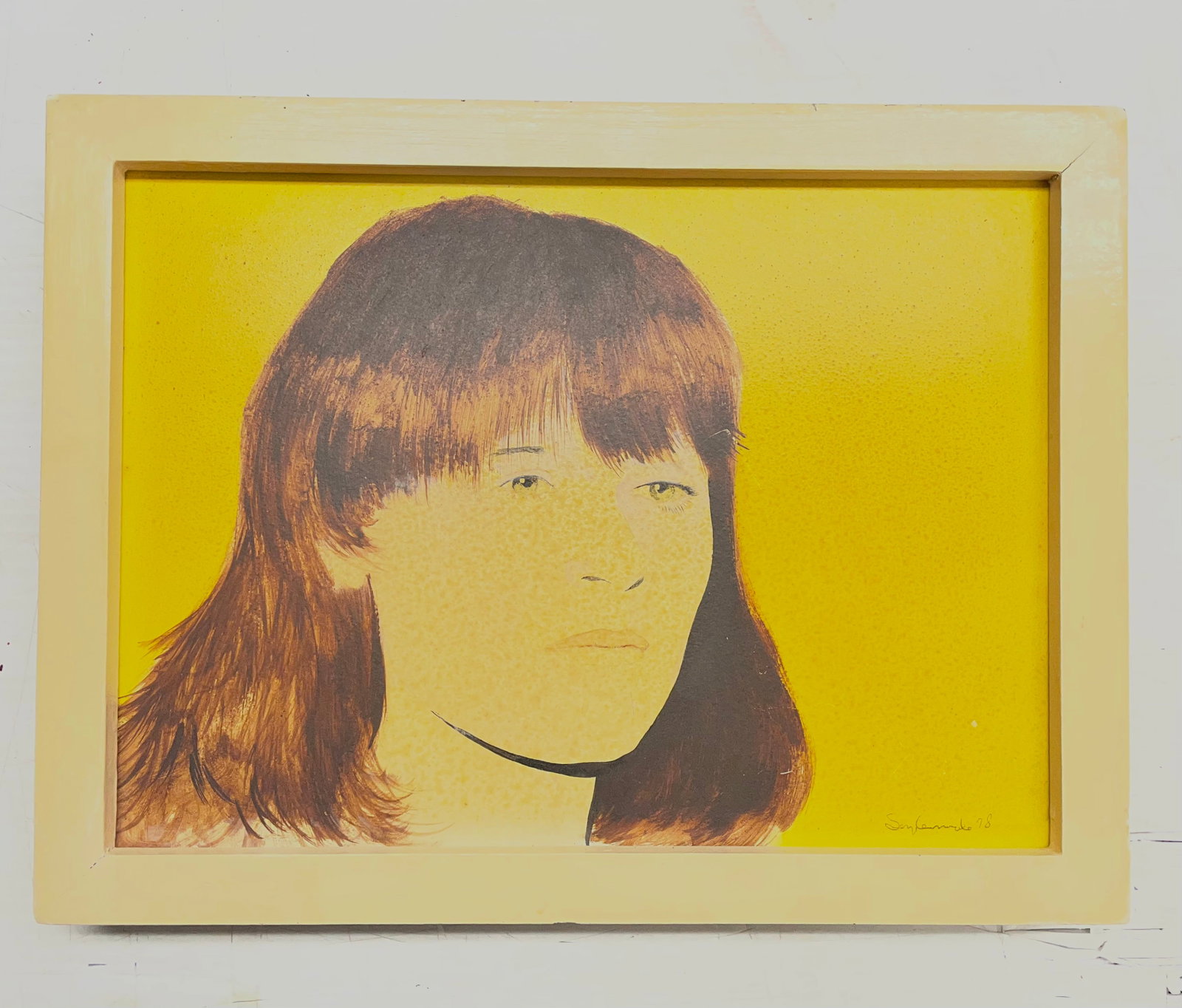 Lemonde, Serge - "Gigi tête" - 1978: Lemonde, Serge (1945-) "Gigi tête" (1978) Acrylique sur panneau signée en bas à droite Serge Lemonde, datée et titrée au dos Dimension: 29" 1/2 x 35" 3/8 64 x 89 cm