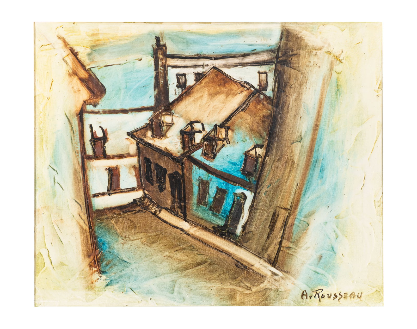 Rousseau, Albert - Bleu et brun: Rousseau, Albert (1908-1982) Bleu et brun Description: Oil on canvas signed lower right A. Rousseau Dimension (PO): 20" x 24" Dimension (CM): 50,75 x 61 cm Condition report: Upon