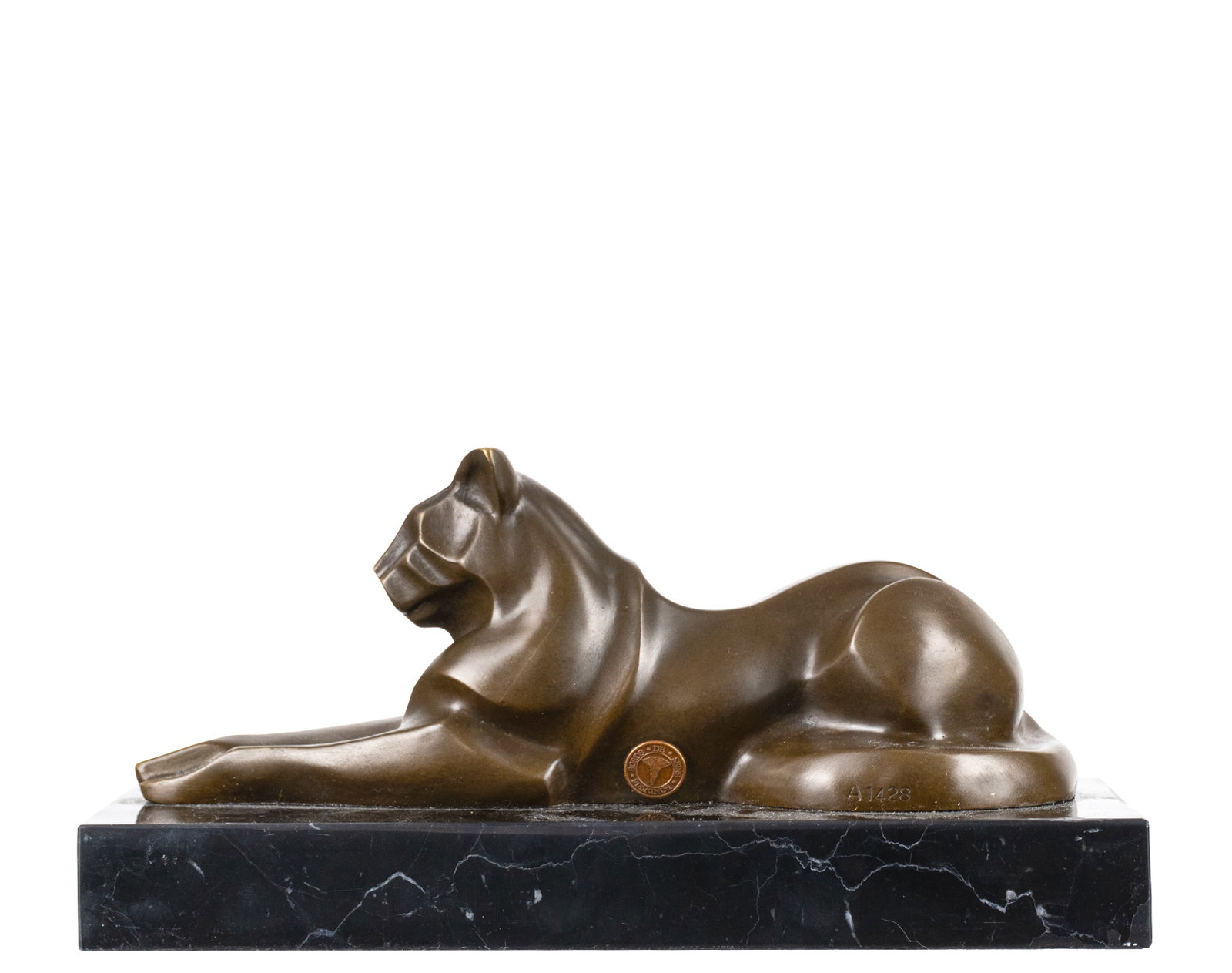 Decoux, Michel - Sphinx: Decoux, Michel (1837-1924) Sphinx Description: Patinated bronze sculpture mounted on a marble base. Bords de Seine Foundry. Signed "Decoux" engraved in the bronze. Numbered A1428. Dimension (PO): 4,5"
