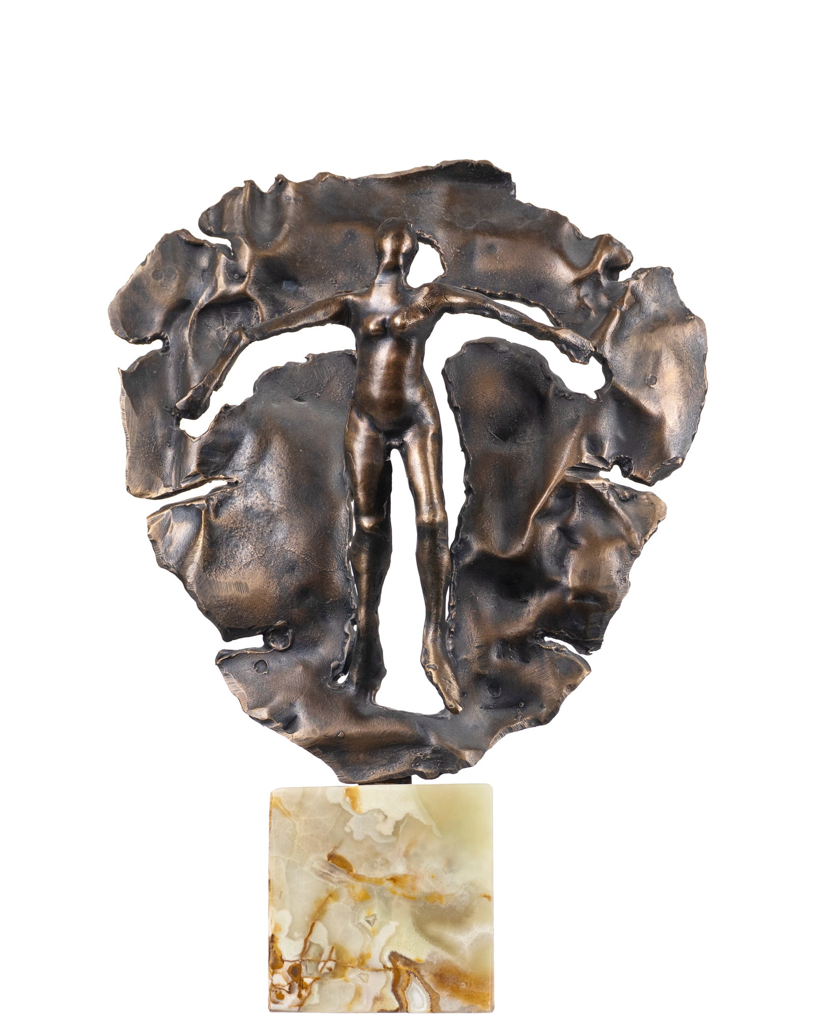 Brown, Judith - Femme: Brown, Judith (1932-1992) Femme Description: Bronze sculpture with brown patina on a marble base, unsigned Dimension (PO): 12" x 12" x 5'' Dimension (CM): 30 x 30 x 12 cm Condition report: Upon