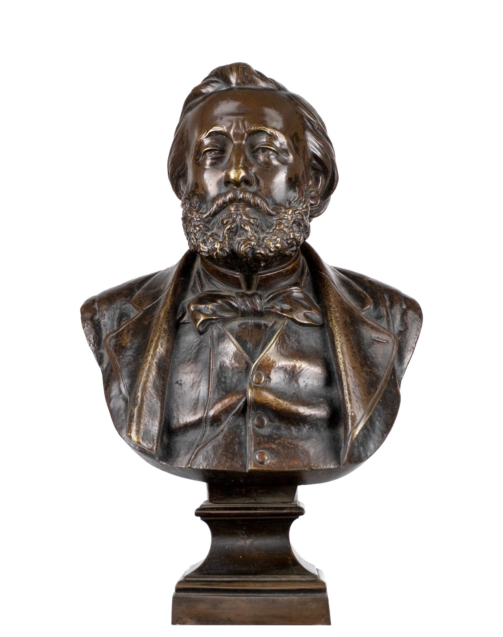 Bulio, Jean - Buste Homme barbu - Bust of a bearded man: Bulio, Jean (1827-1911) Buste Homme barbu (Bust of a bearded man) Description: Patinated bronze sculpture signed in bronze on the back "Bulio". Dimension (PO): 16'' x 5,5'' x 5'' Dimension (CM): 41