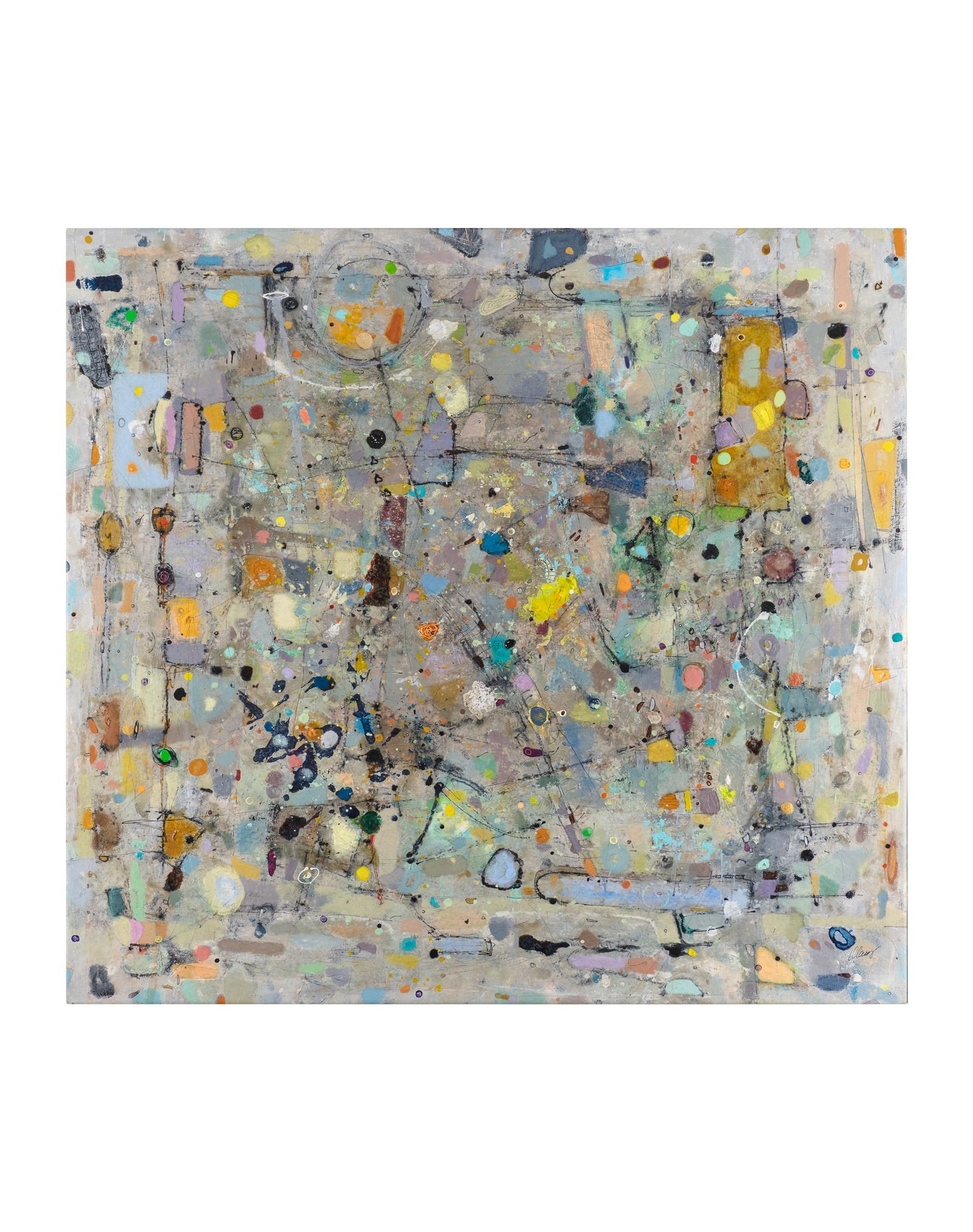 Deslandes, Pierre - "Bloc erratique IV": Deslandes, Pierre (XX-XXIe) "Bloc erratique IV" Description: Mixed media on canvas, signed at the bottom, countersigned and titled on the reverse Dimension (PO): 26" x 30" Dimension (CM): 66 x 76 cm