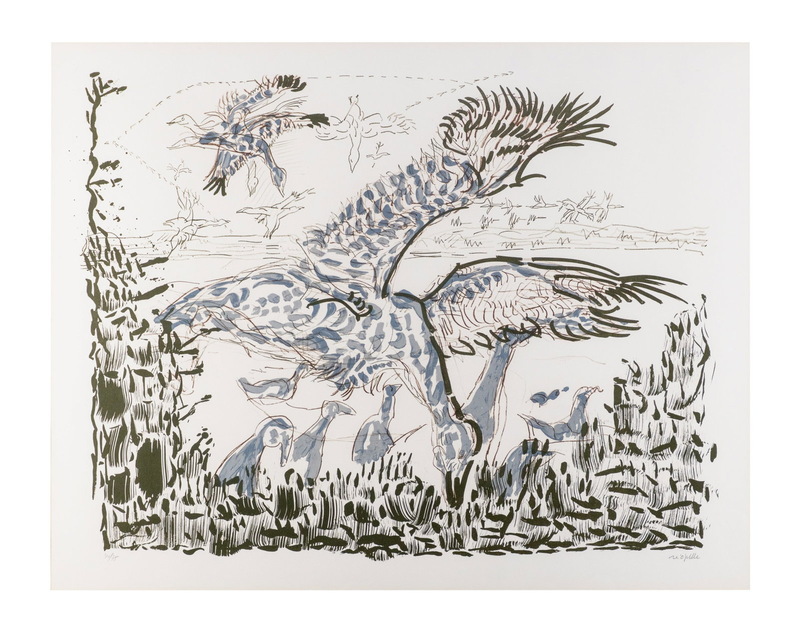 Riopelle, Jean Paul - Les Oies: Riopelle, Jean Paul (1923-2002) Les Oies Description: Lithograph from the “Les Oies” series, signed lower right and numbered (40/75) Dimension (PO): 30" x 24" Dimension (CM): 75 x 60cm
