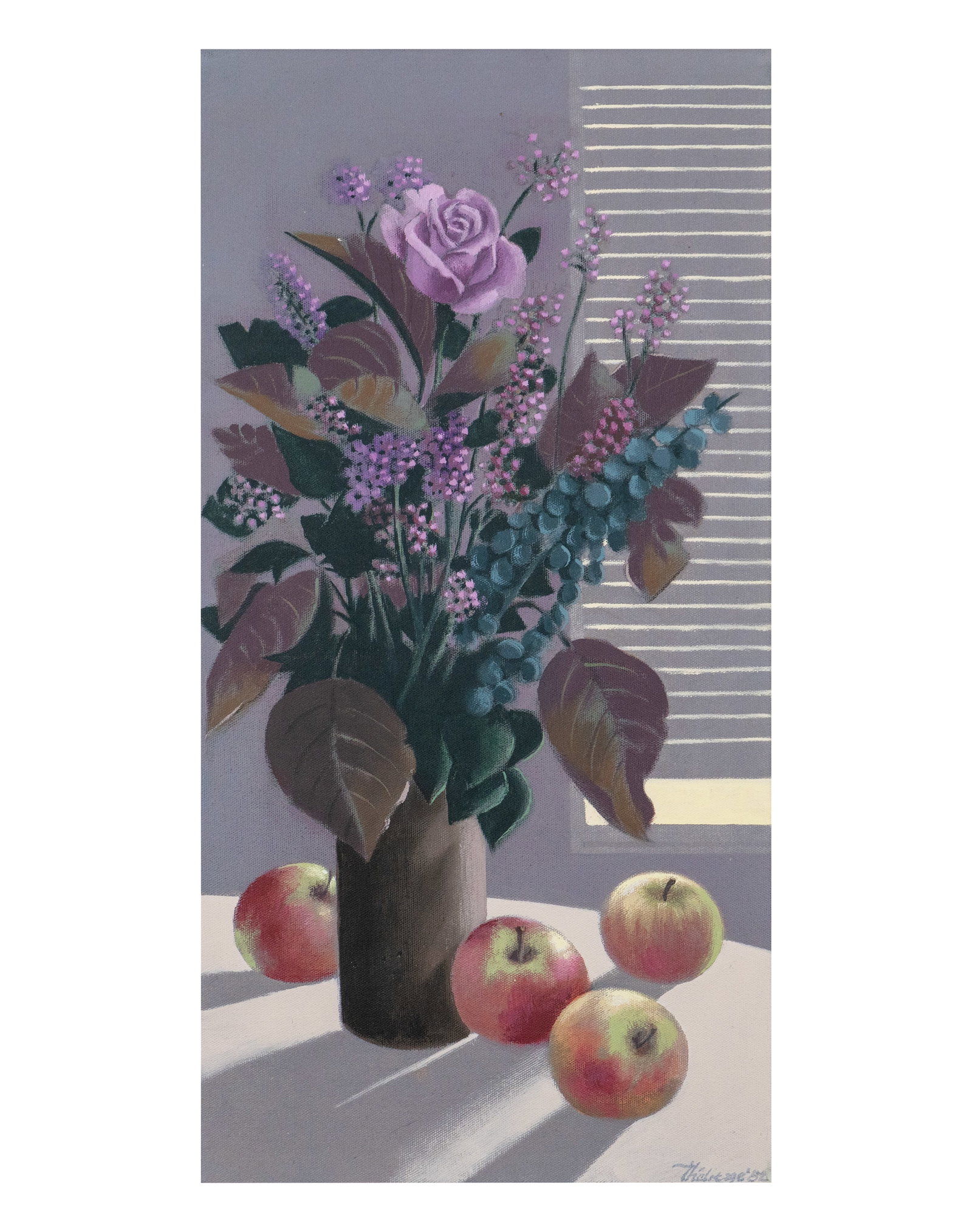 Théberge, Claude - "Pommes cevilliers" - 1982: Théberge, Claude (1934-2008) "Pommes cevilliers" (1982) Description: Acrylic on canvas signed and dated lower right Théberge 82, countersigned, dated, and titled on the reverse Dimension (PO): 24" x