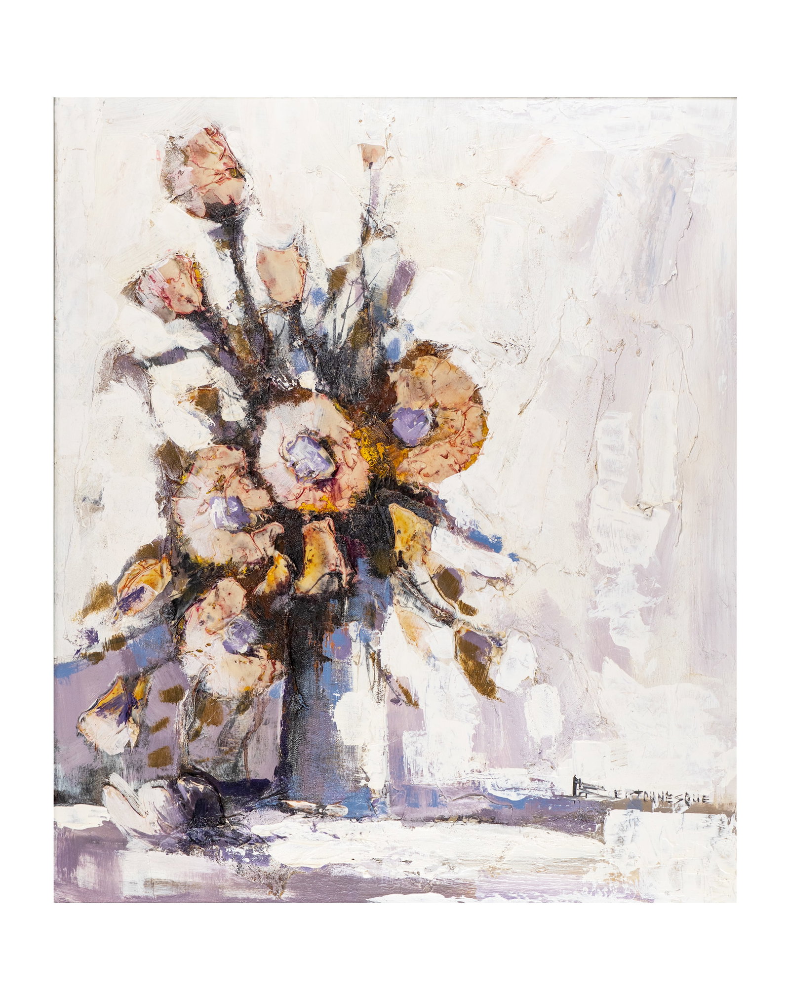 Bertounesque, André - "Explosion de fleurs": Bertounesque, André (1937-2005) "Explosion de fleurs" Description: Oil on panel (mixed media), signed lower right Dimension (PO): 30" x 24" Dimension (CM): 76cm x 61cm Condition report: Upon