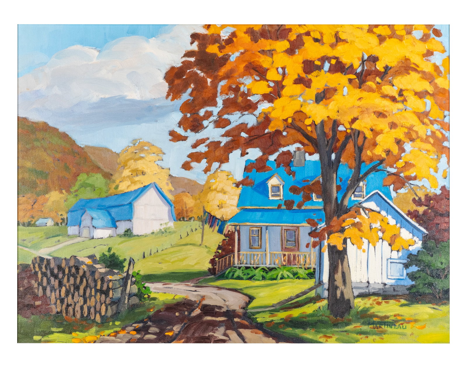Martineau, Louise - "Rang Ste Catherine Chartreuse" - 1993: Martineau, Louise (1952-) "Rang Ste Catherine Chartreuse" (1993) Description: Oil on canvas, signed lower right Martineau Dimension (PO): 20" x 28" Dimension (CM): 51 x 71 cm Condition report: Upon